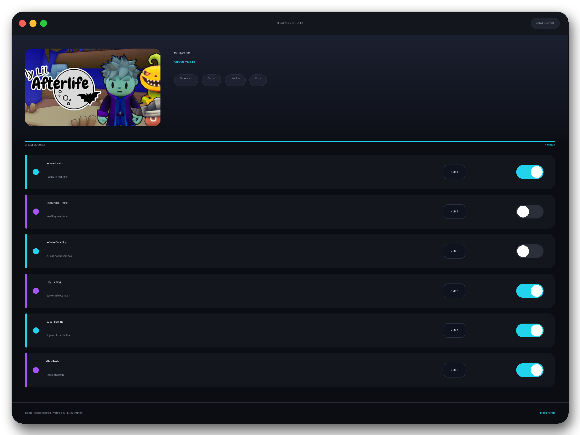 My Lil Afterlife Trainer interface