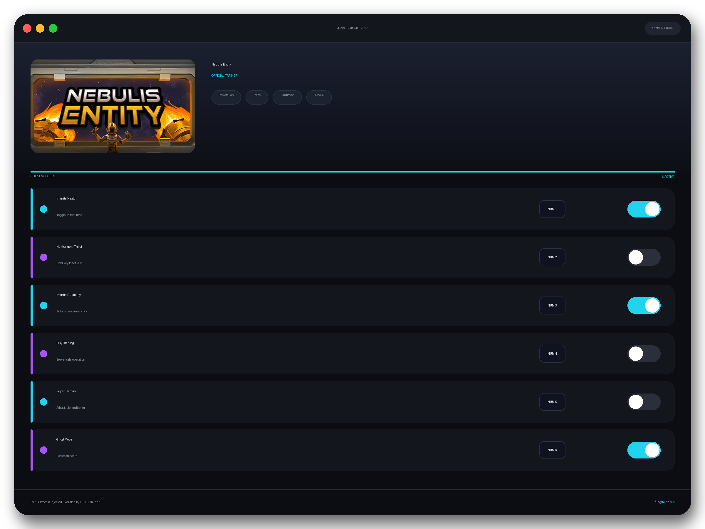Nebulis Entity Trainer interface