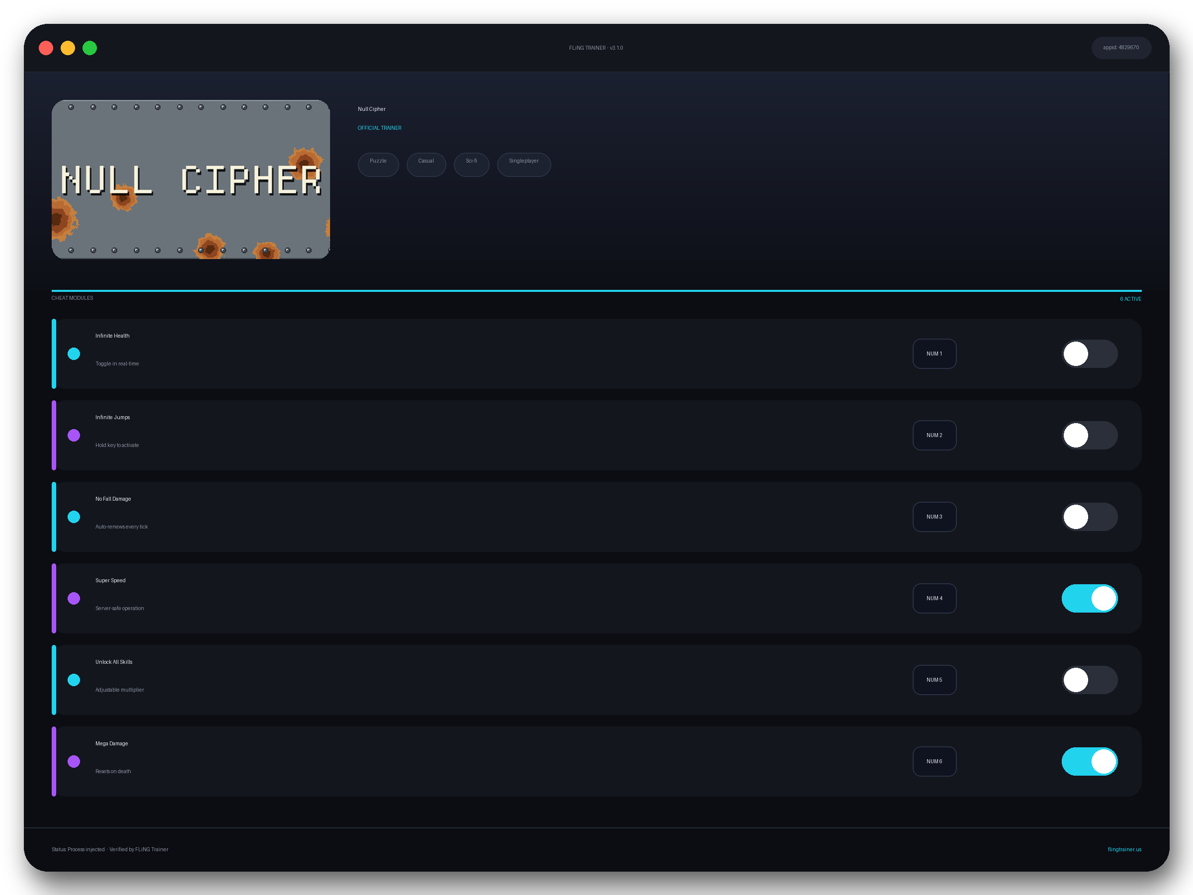 Null Cipher Trainer interface