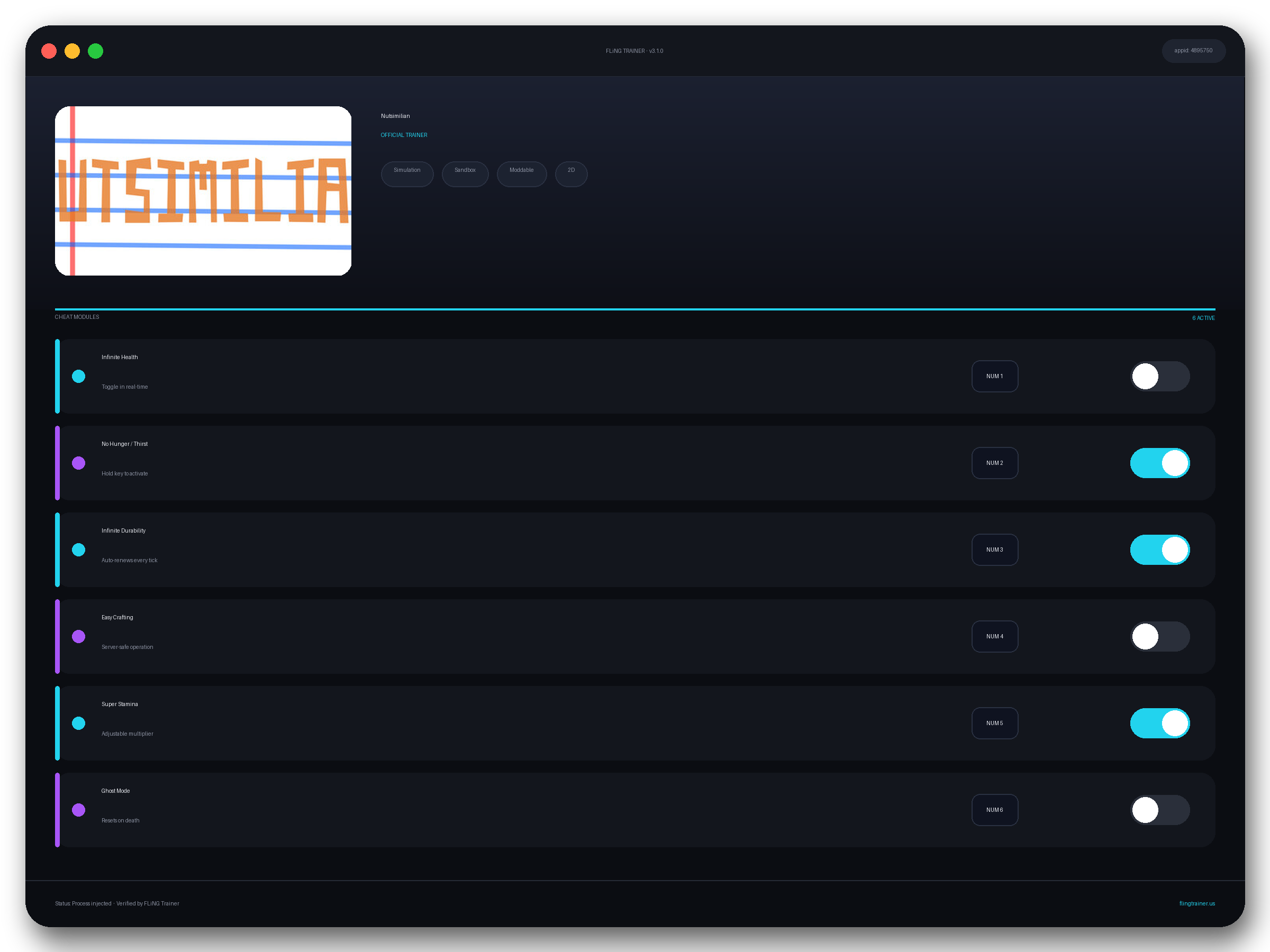 Nutsimilian Trainer interface