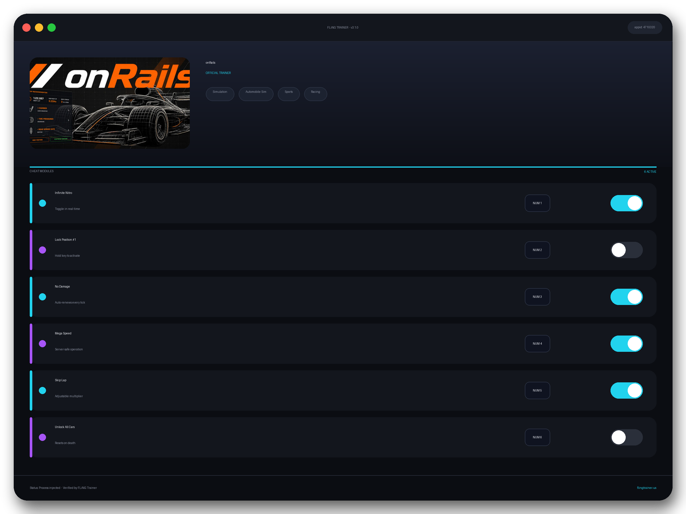 onRails Trainer interface