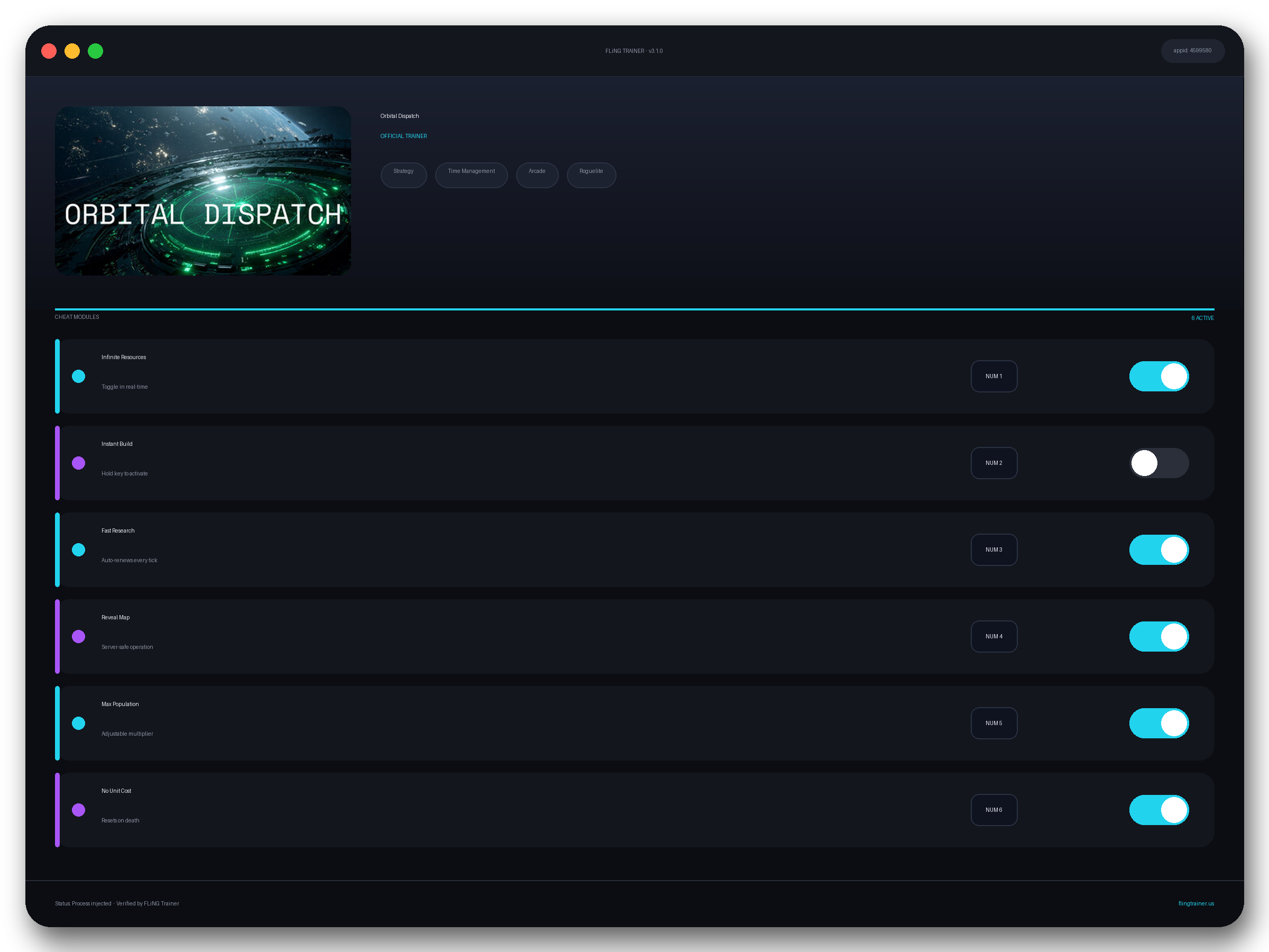 Orbital Dispatch Trainer interface