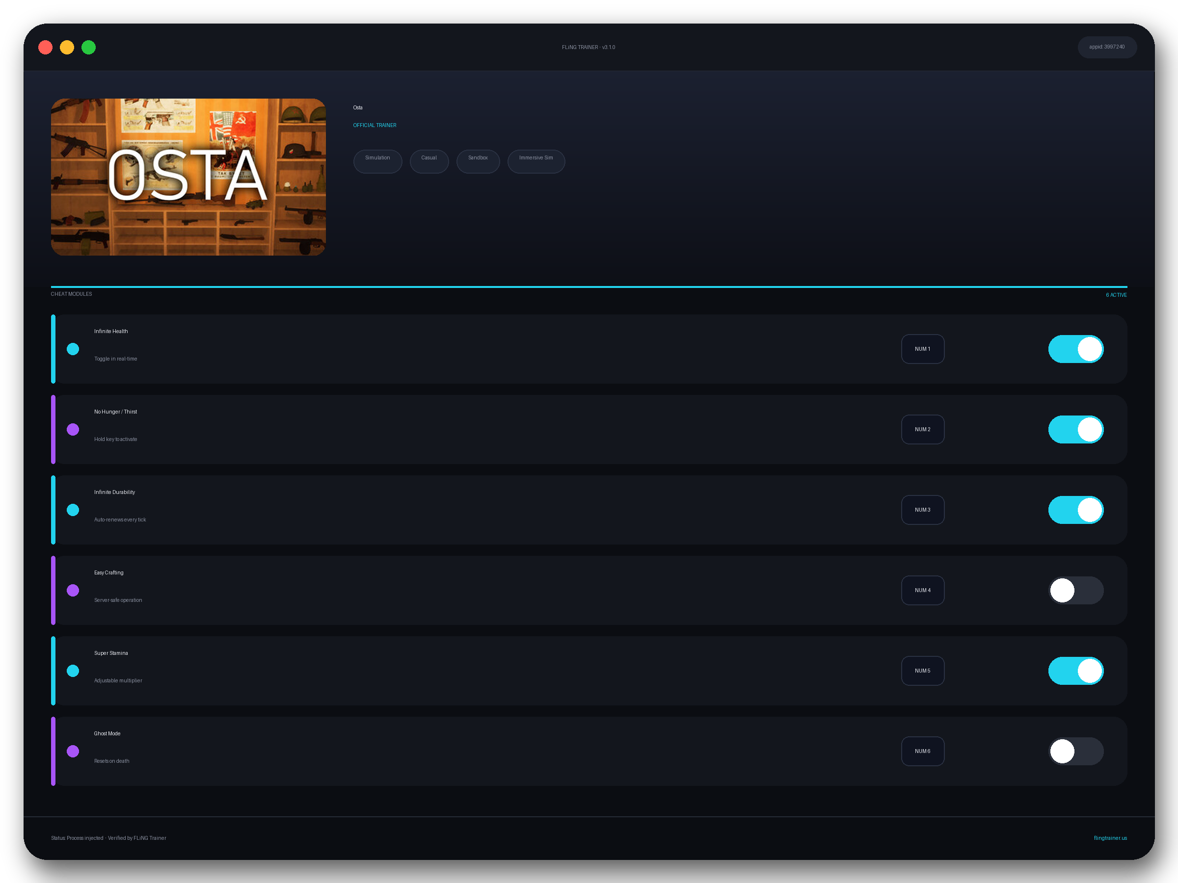 Osta Trainer interface