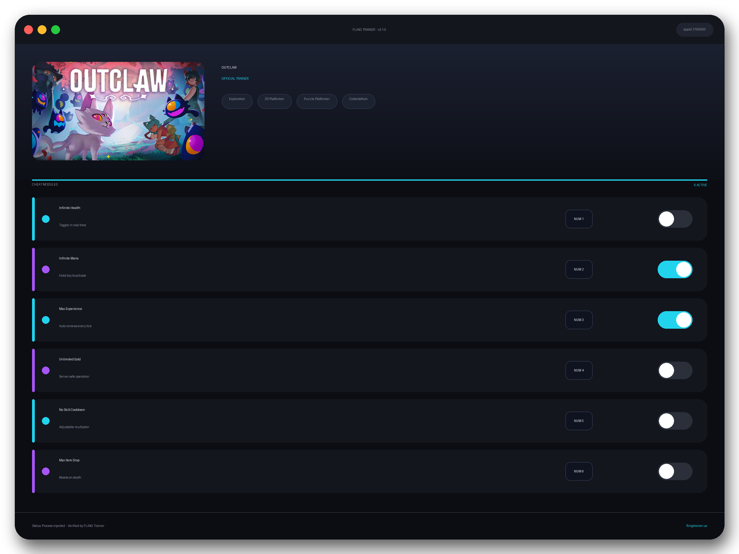 OUTCLAW Trainer interface