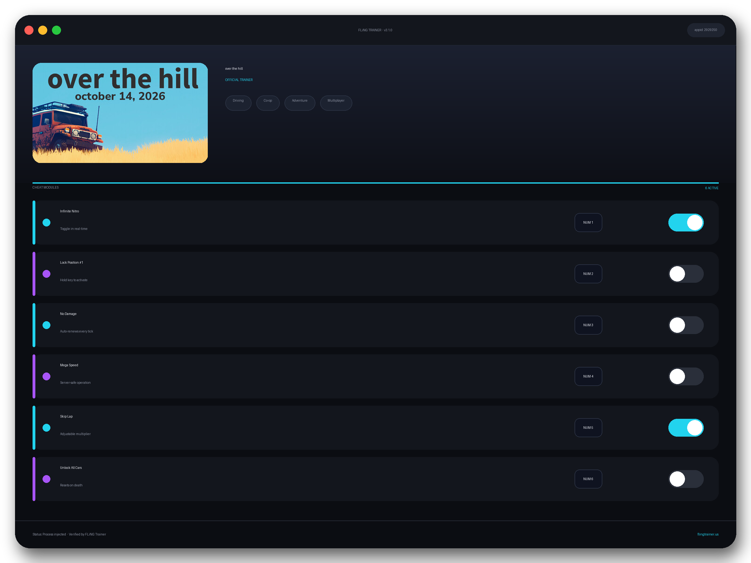 over the hill Trainer interface
