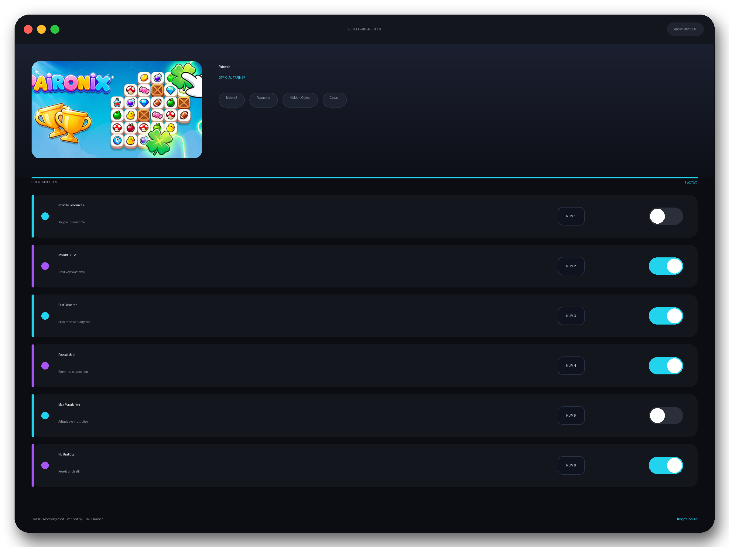 Paironix Trainer interface
