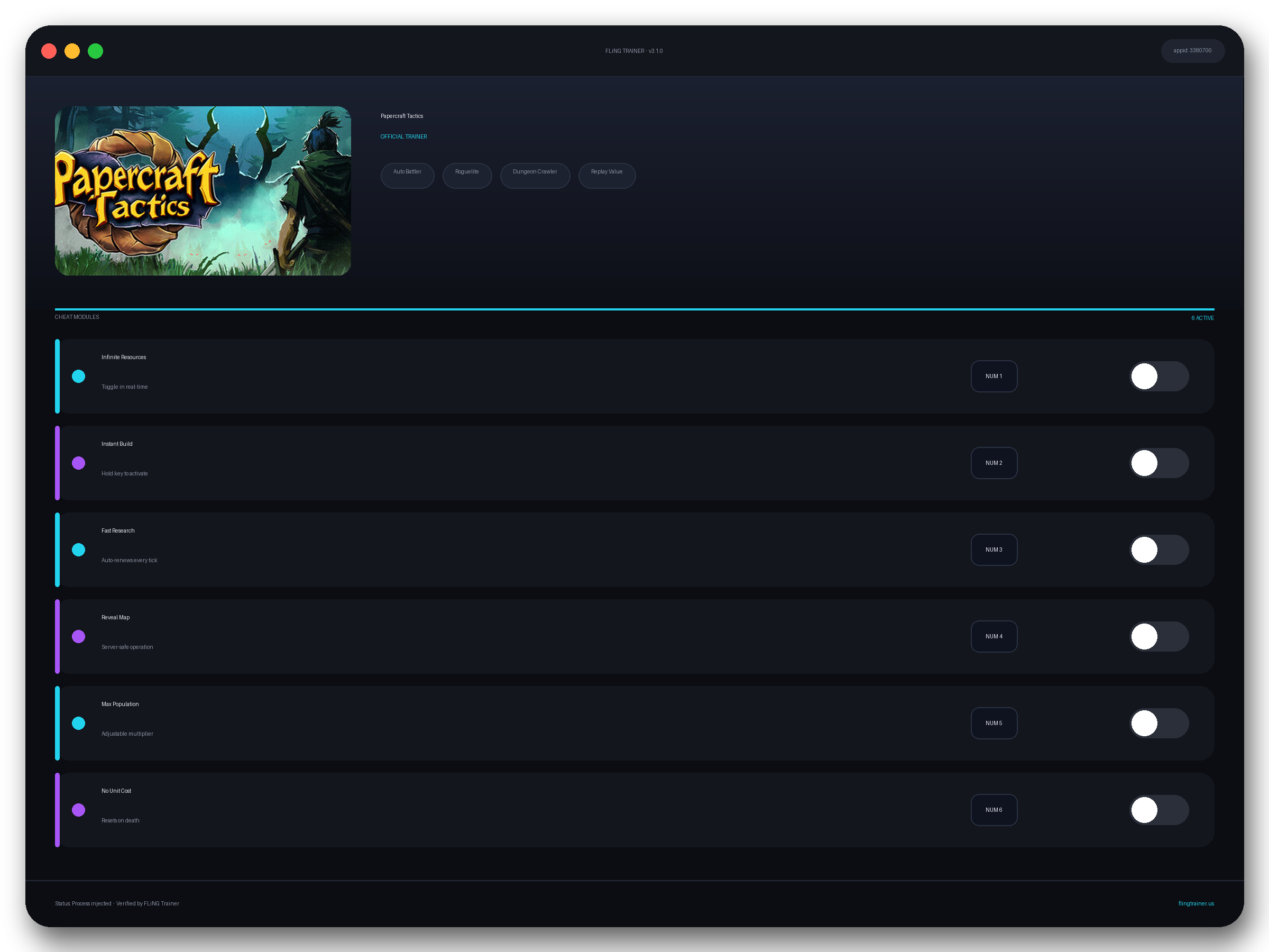Papercraft Tactics Trainer interface