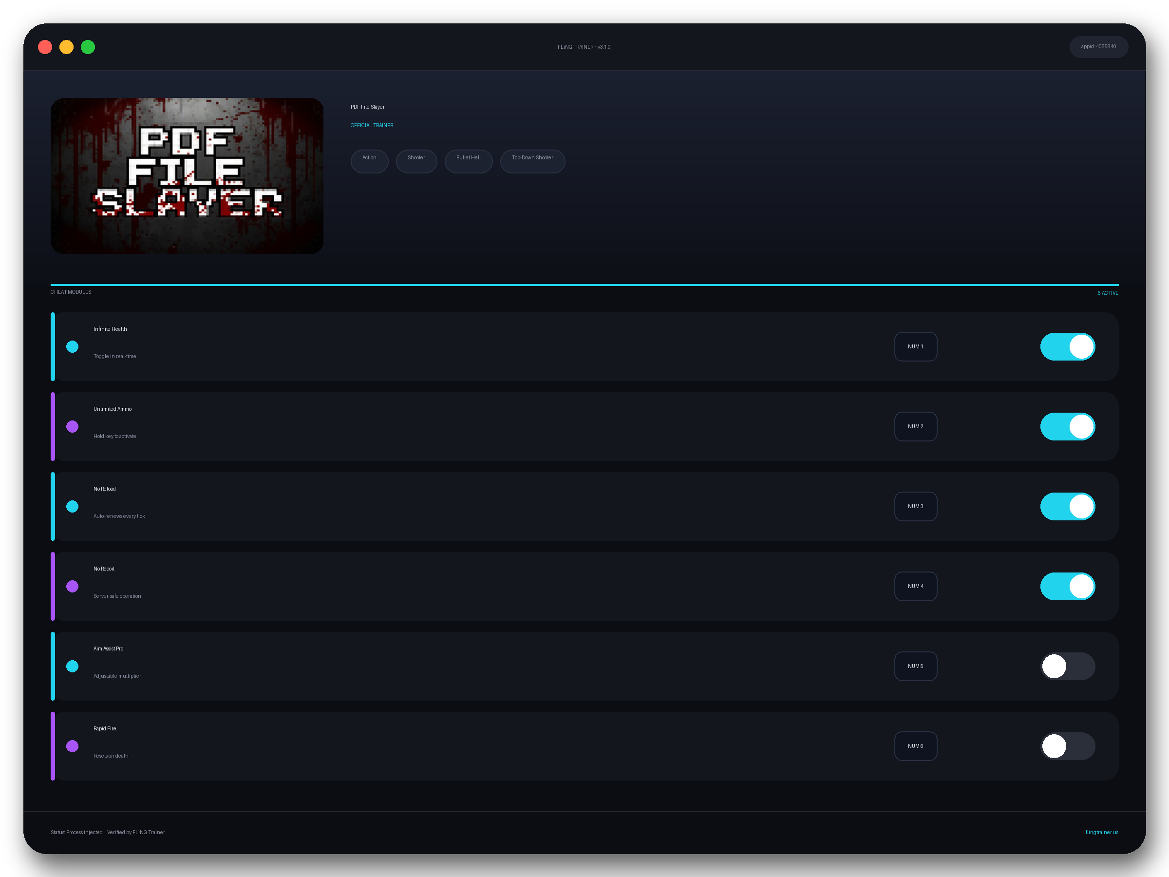 PDF File Slayer Trainer interface
