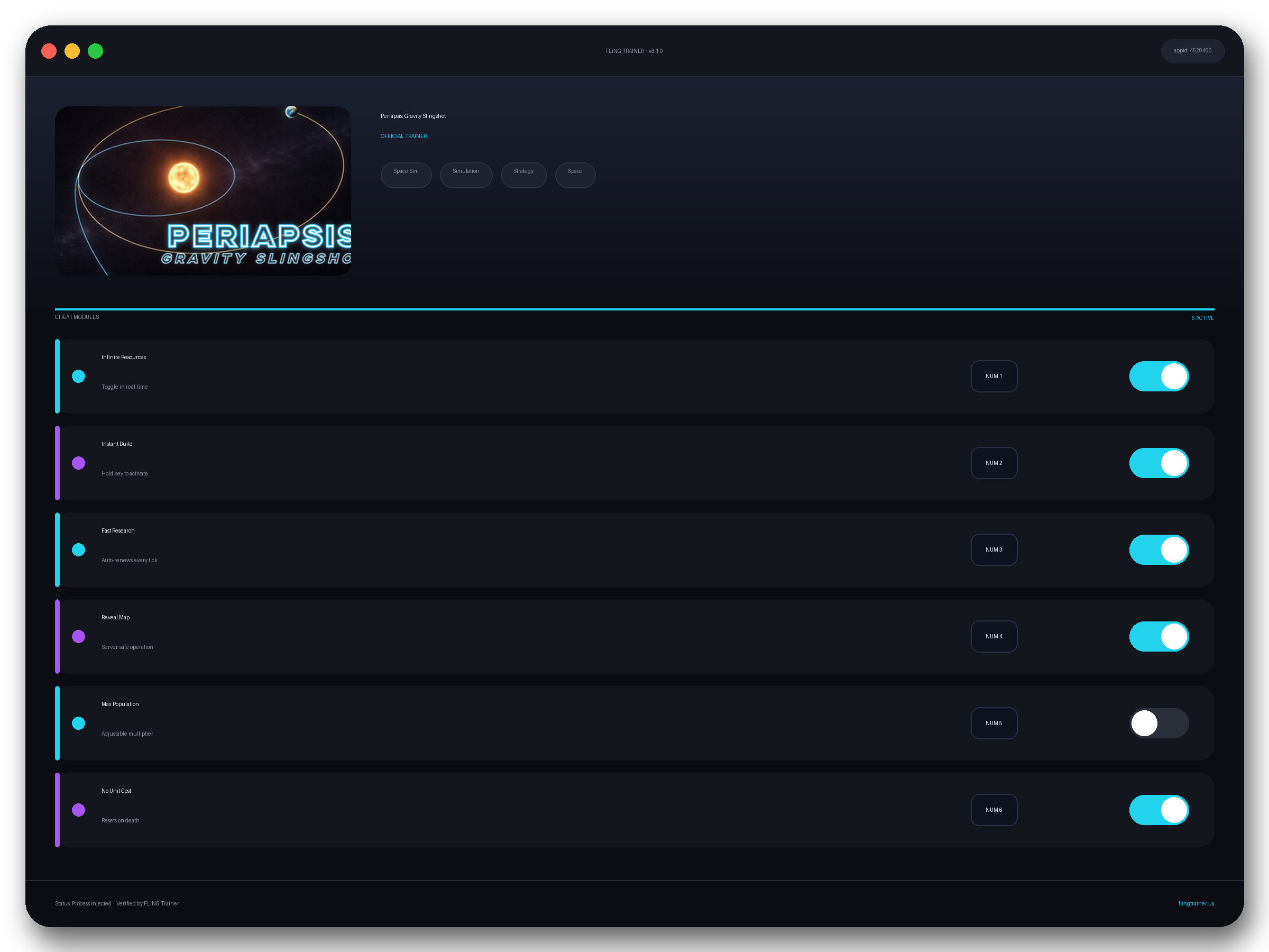 Periapsis: Gravity Slingshot Trainer interface