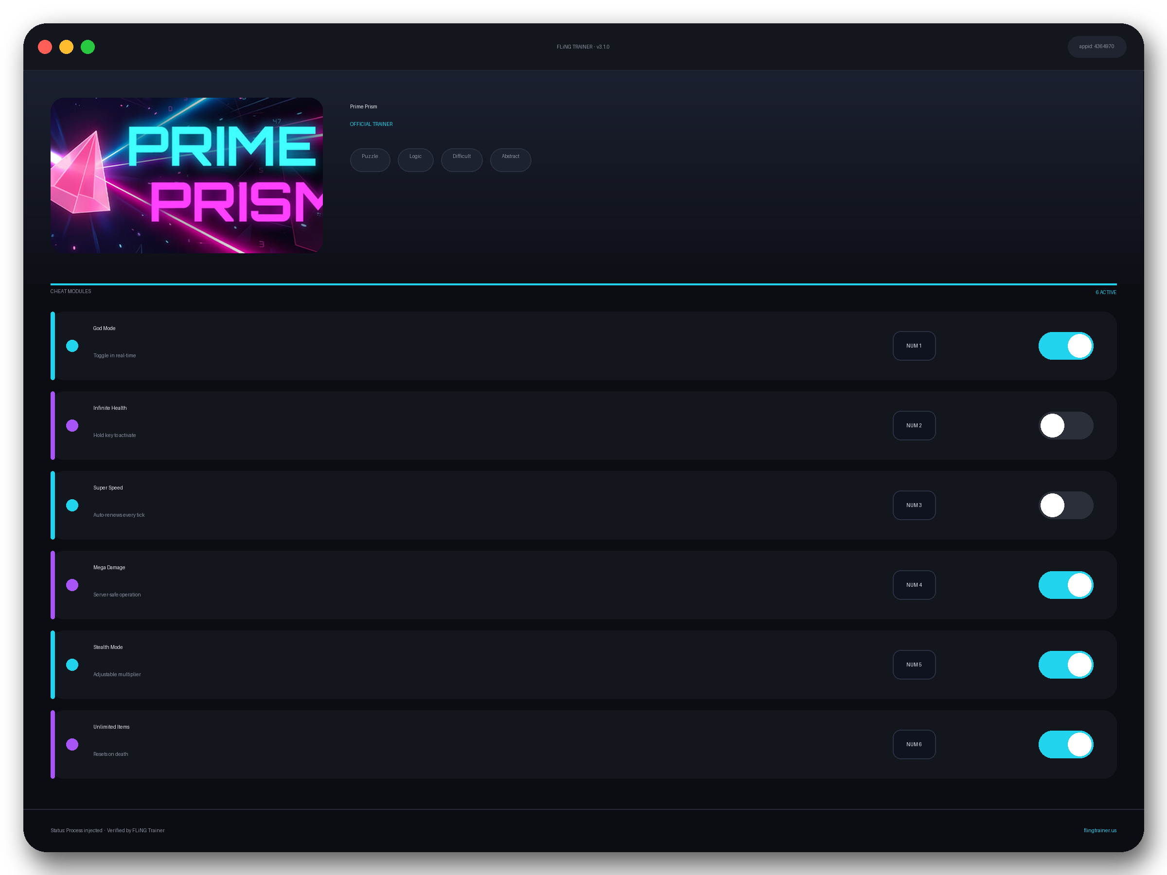 Prime Prism Trainer interface