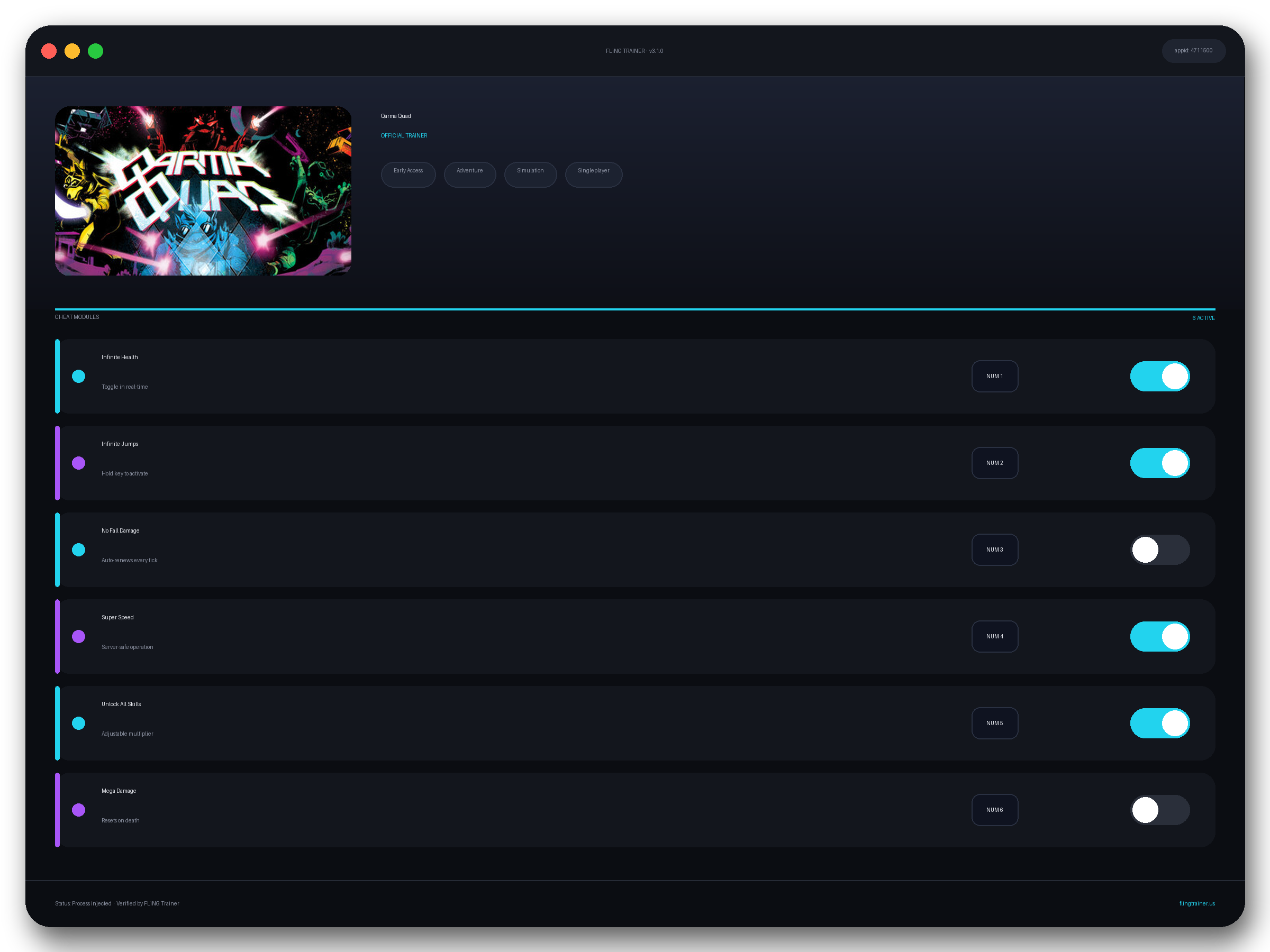 Qarma Quad Trainer interface