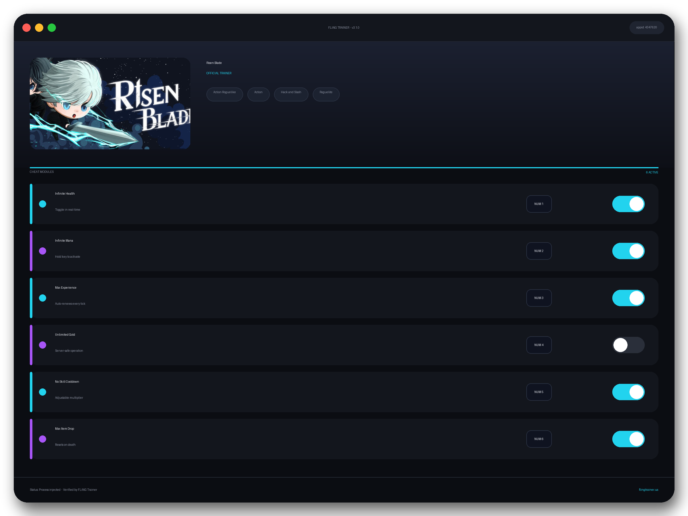 Risen Blade Trainer interface