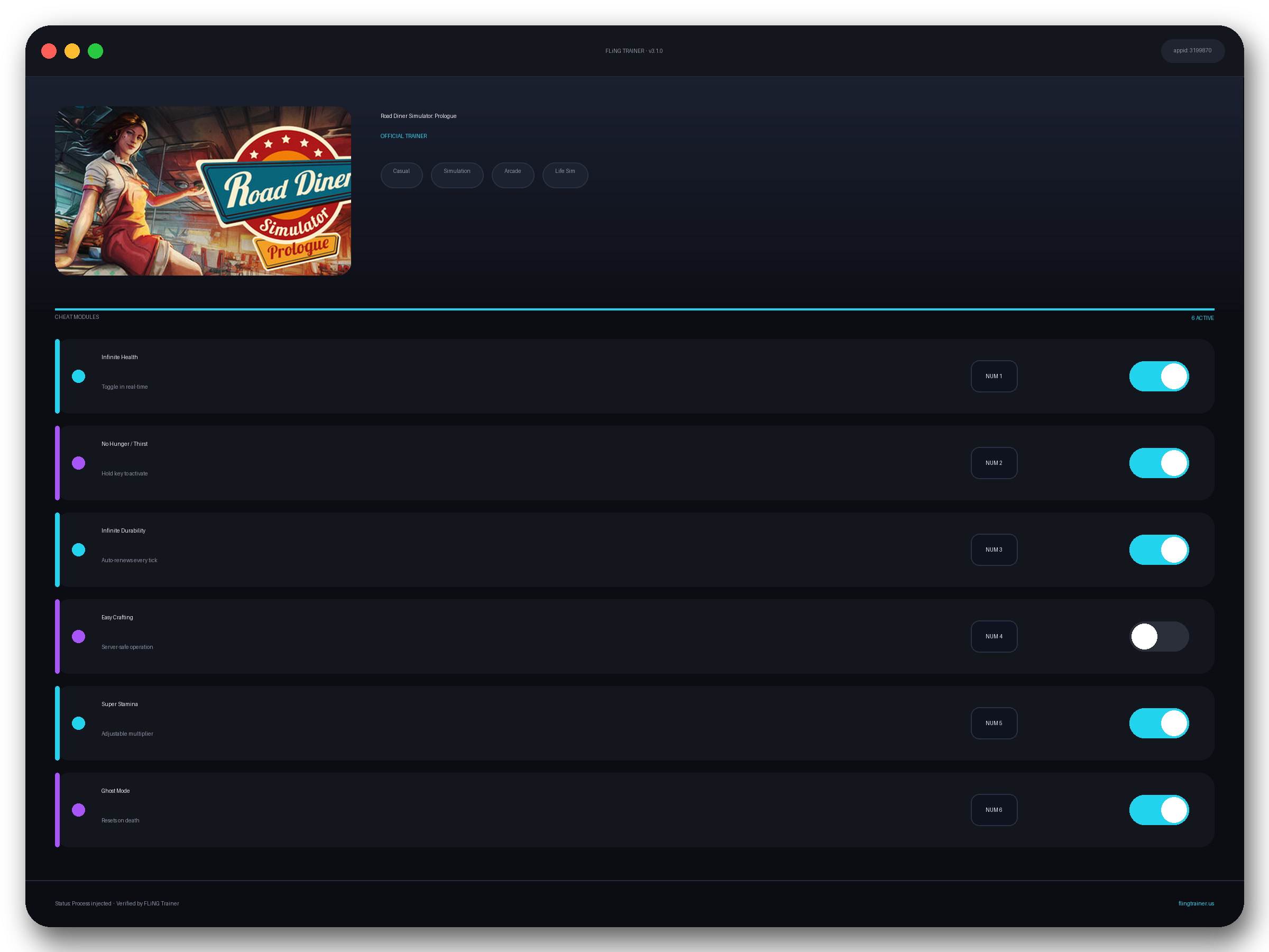 Road Diner Simulator: Prologue Trainer interface