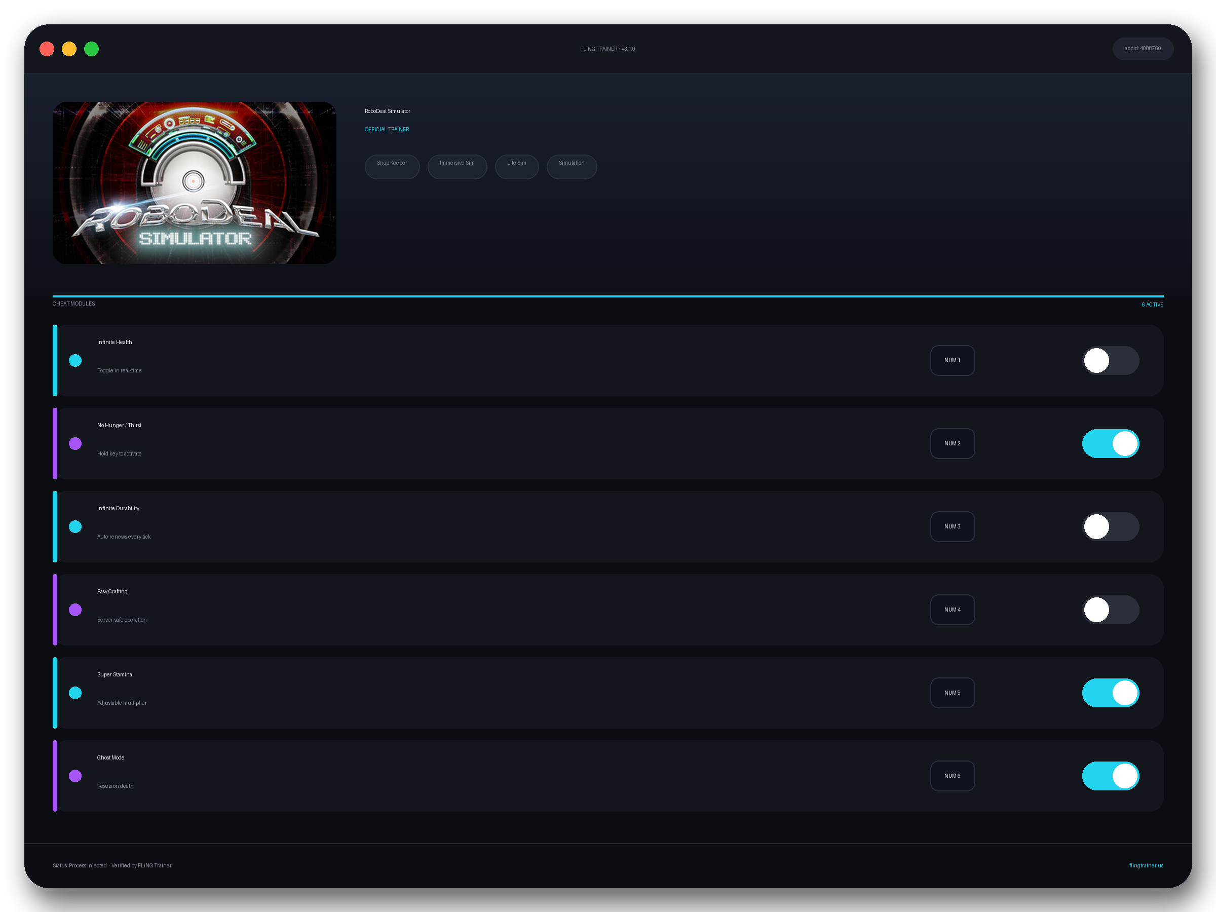 RoboDeal Simulator Trainer interface