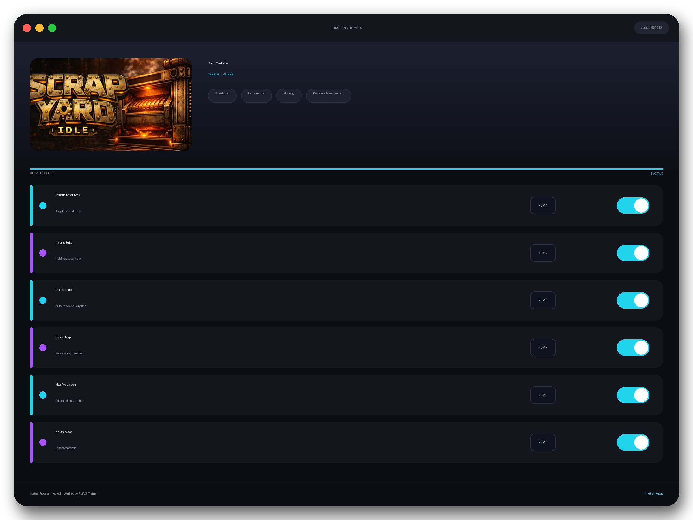Scrap Yard Idle Trainer interface