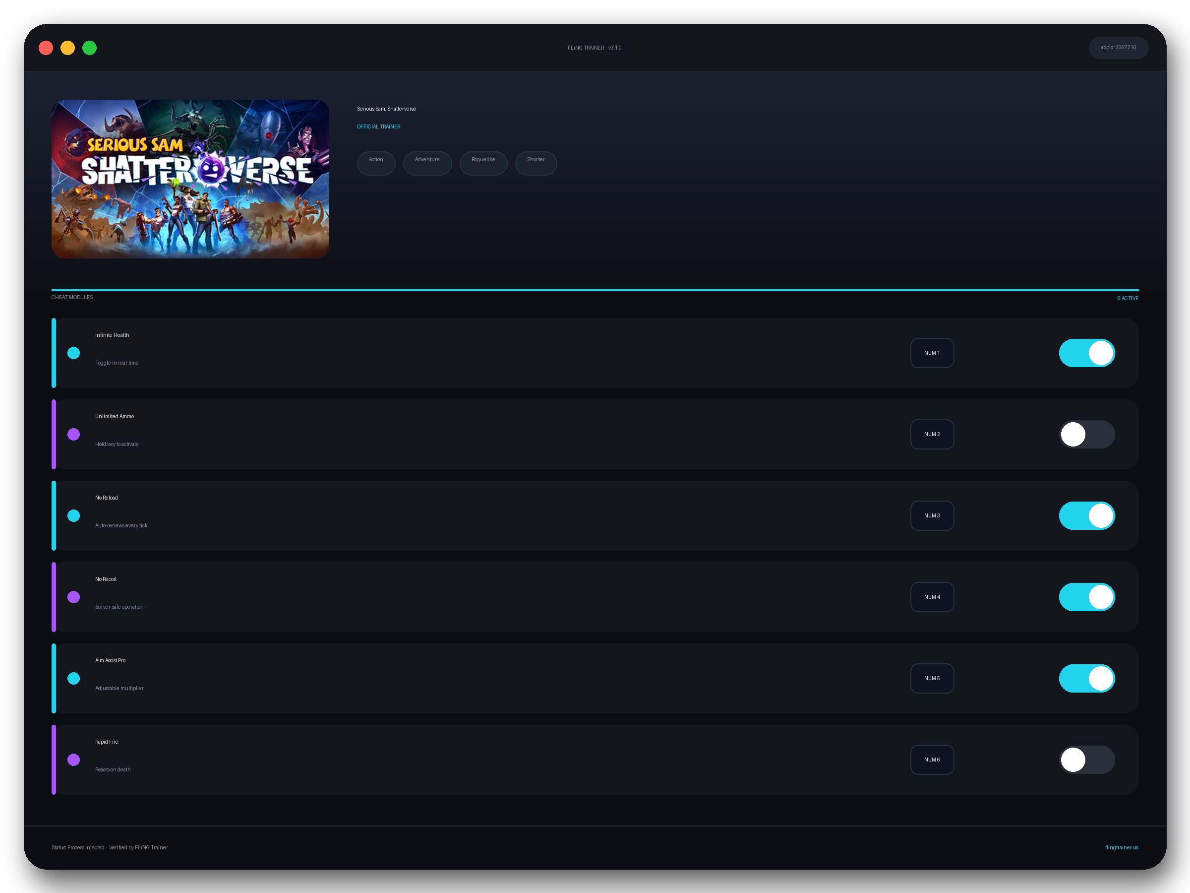 Serious Sam: Shatterverse Trainer interface