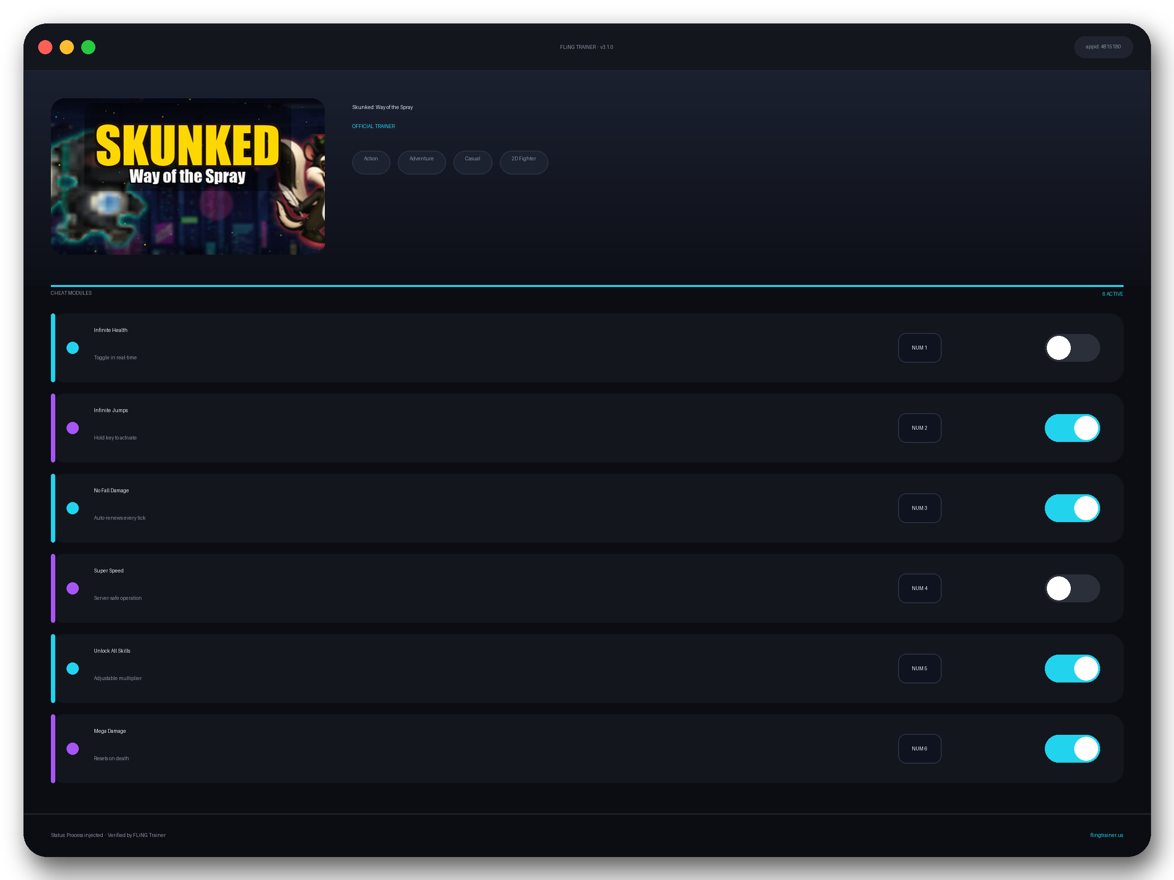 Skunked: Way of the Spray Trainer interface