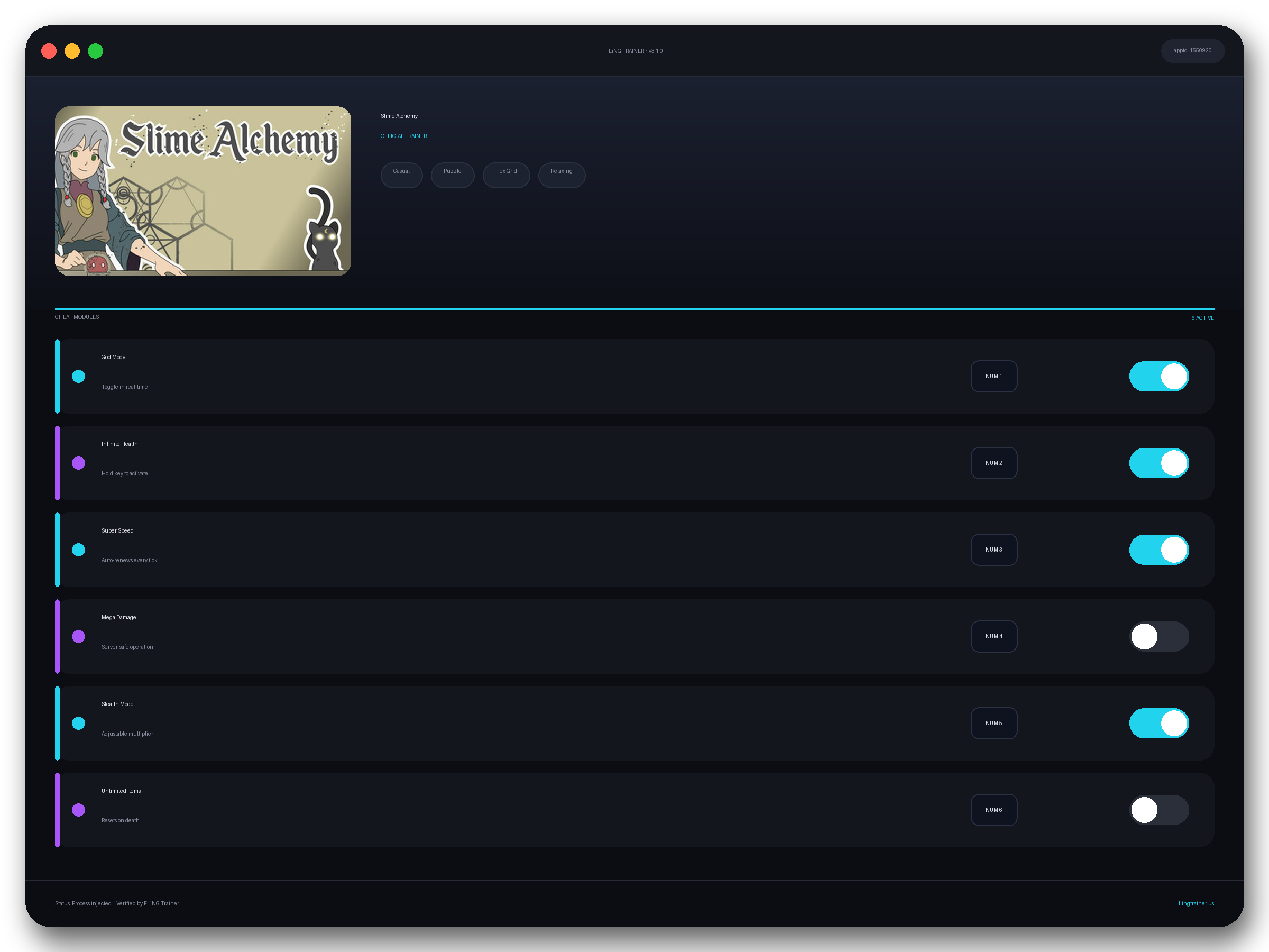 Slime Alchemy Trainer interface