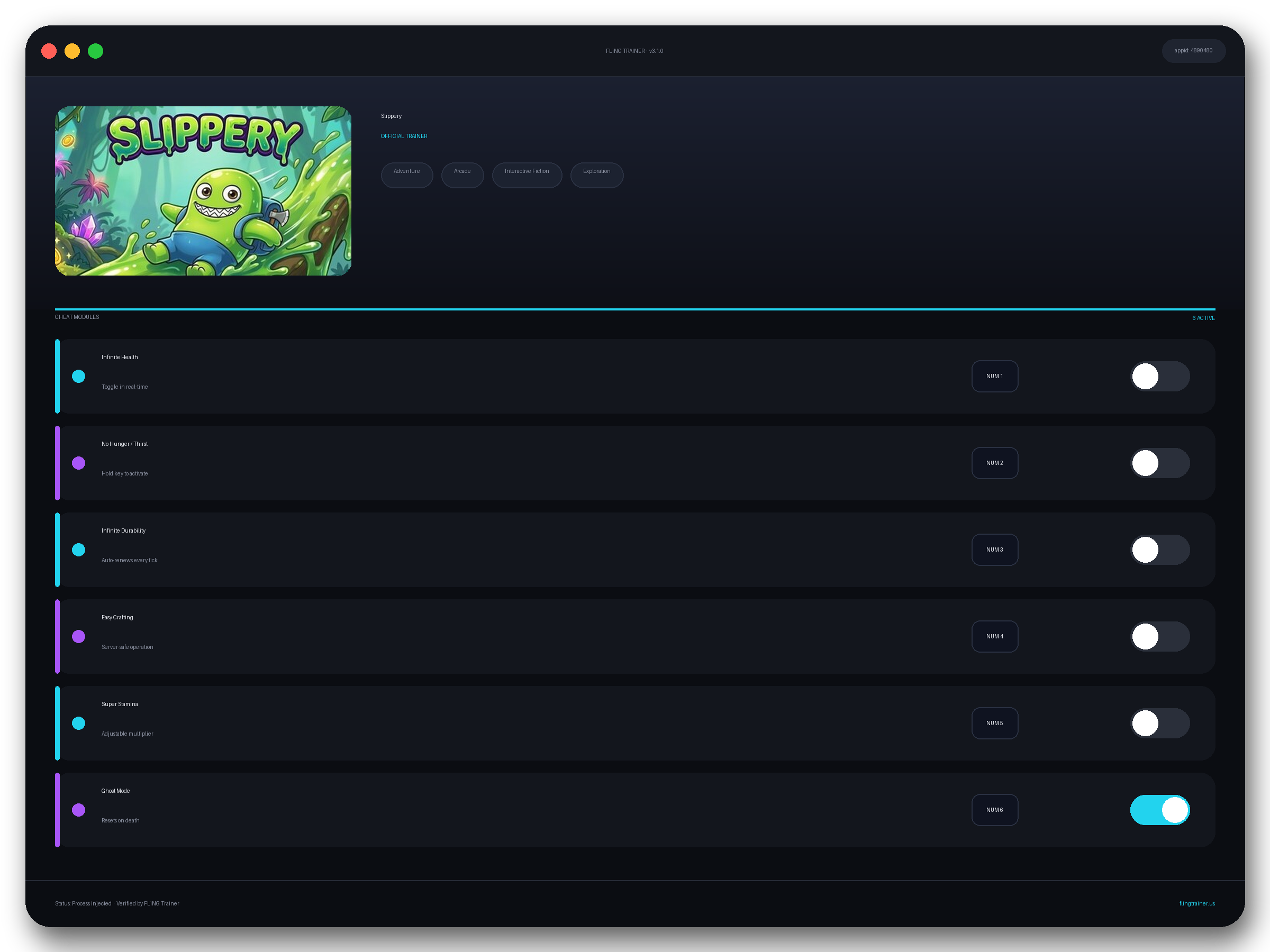 Slippery Trainer interface
