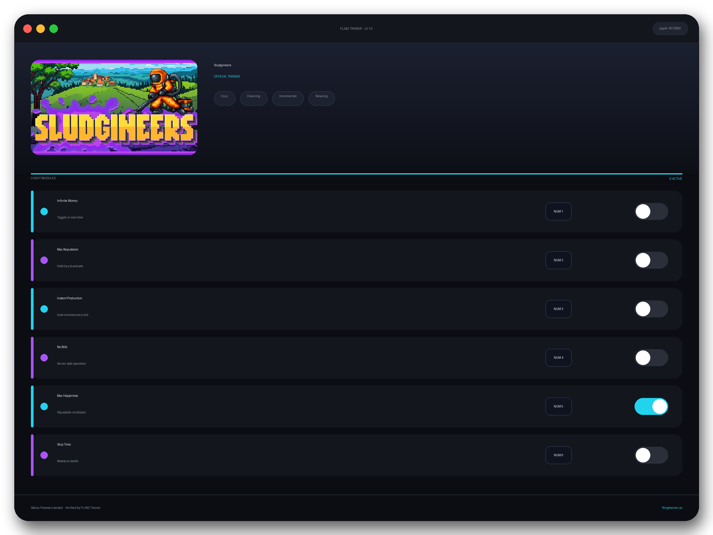Sludgineers Trainer interface