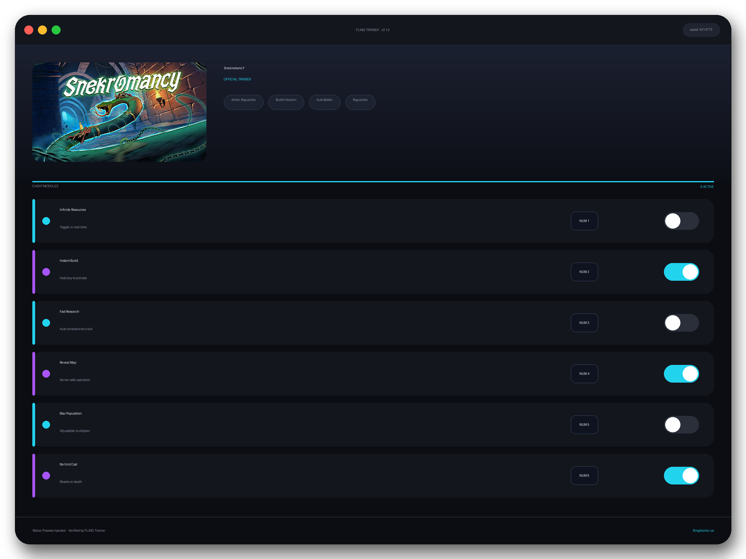 SnekromancY Trainer interface