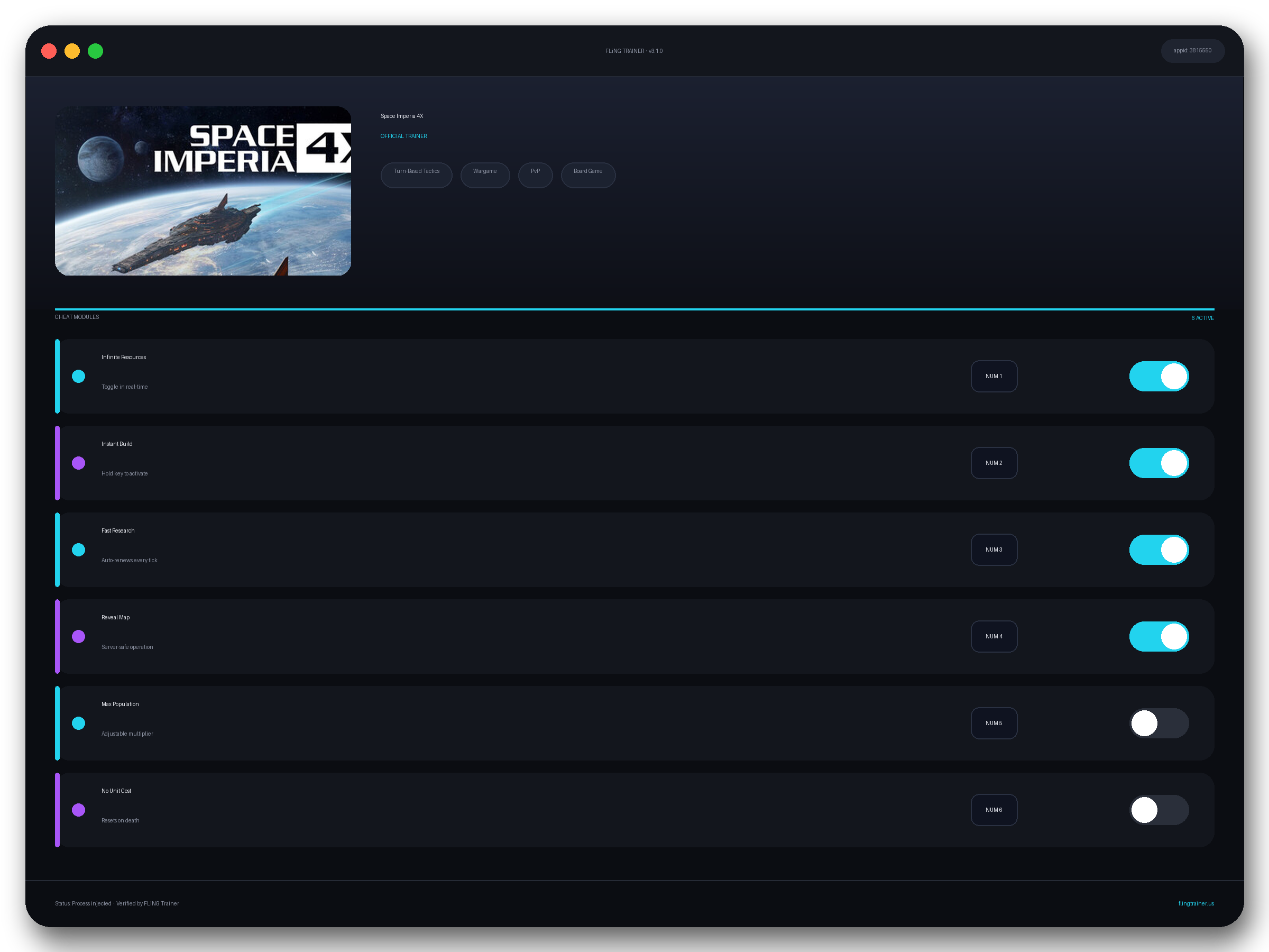Space Imperia 4X Trainer interface