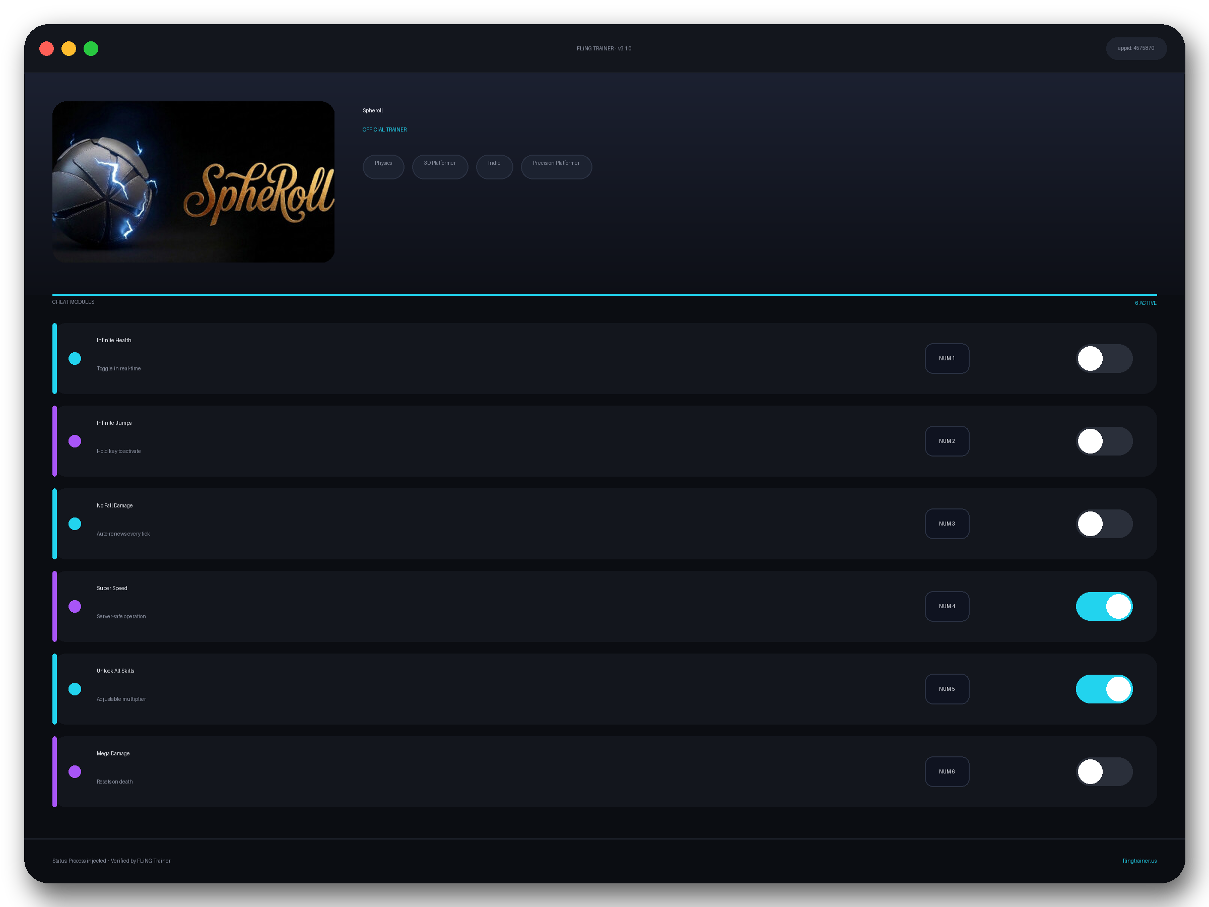 Spheroll Trainer interface