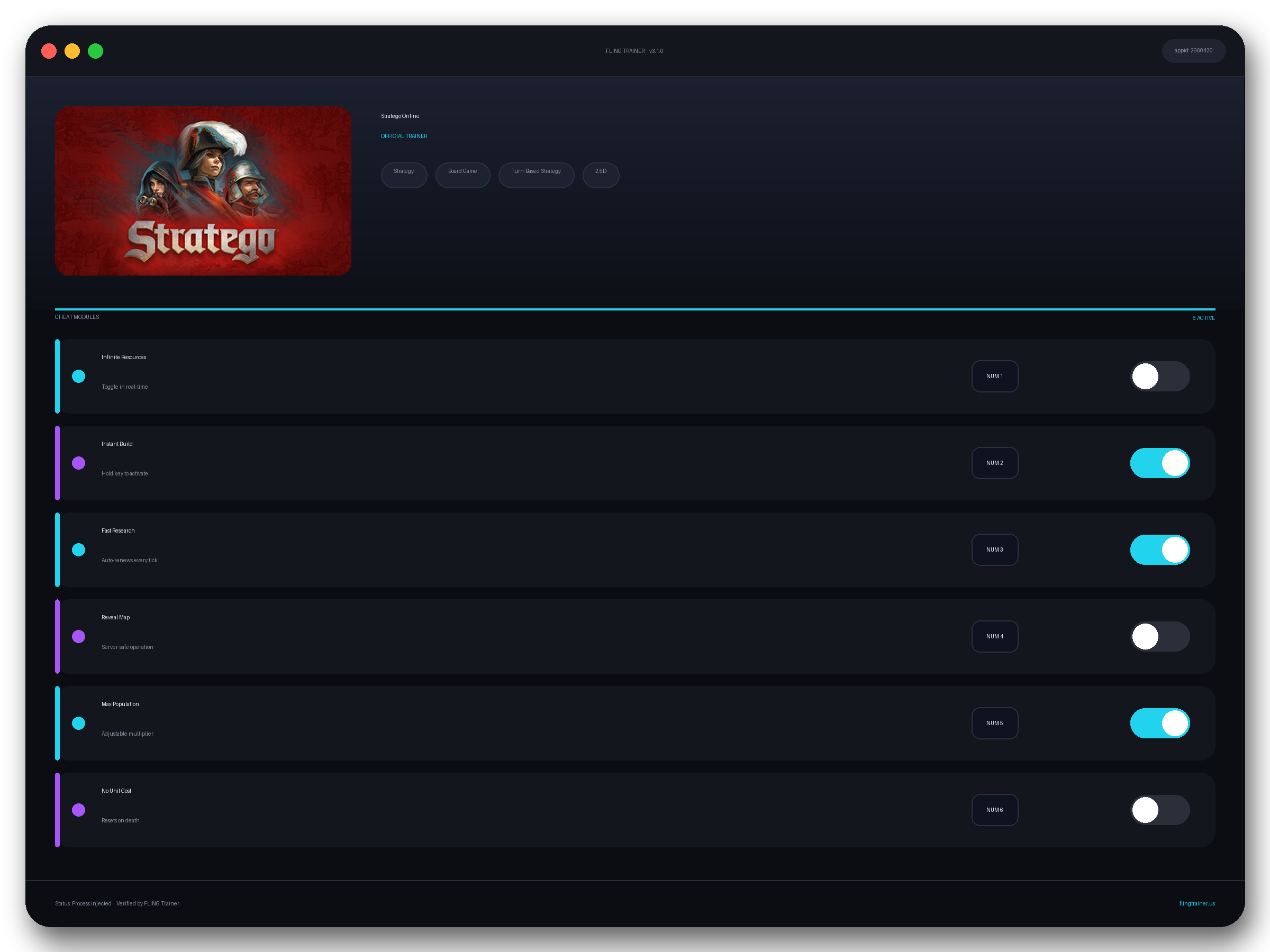 Stratego Online Trainer interface