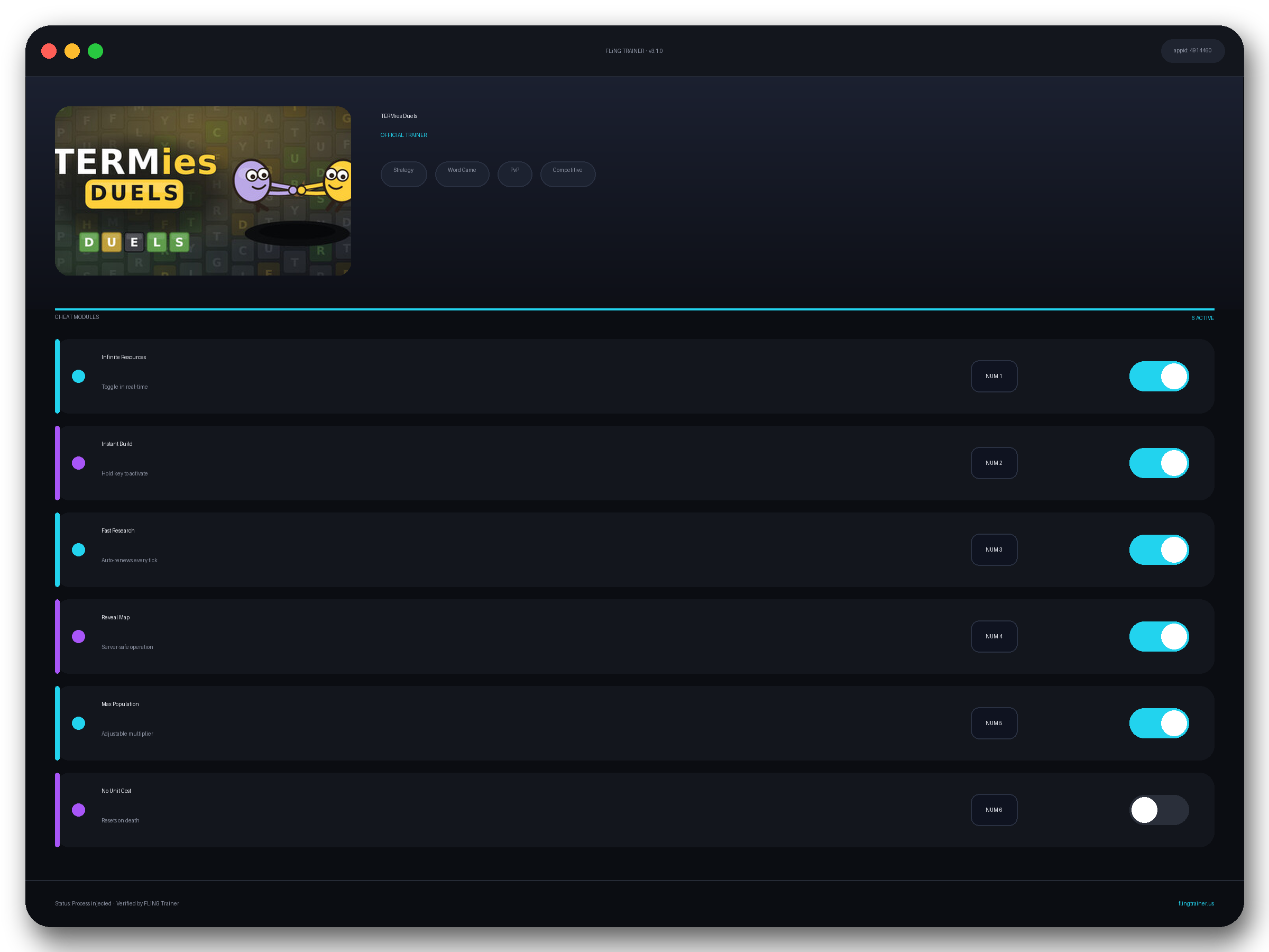 TERMies Duels Trainer interface