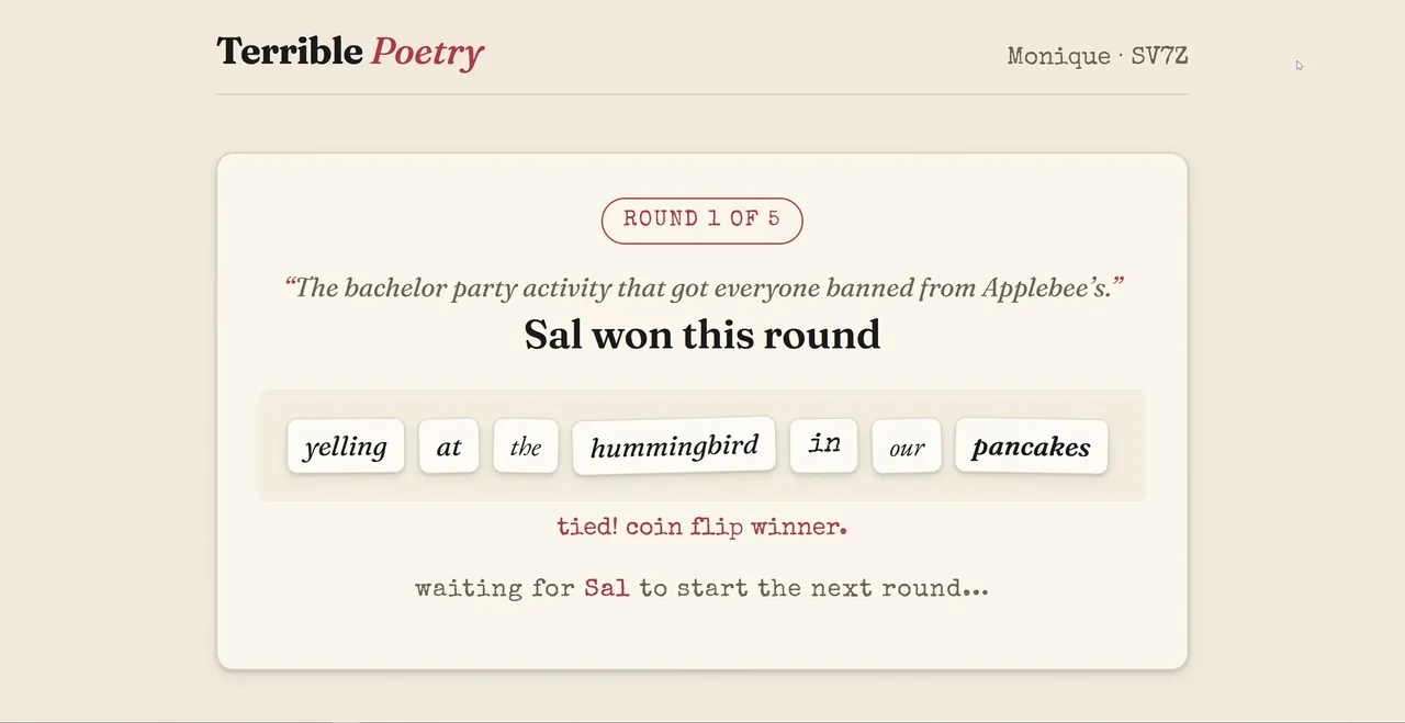 Terrible Poetry — story scene capture