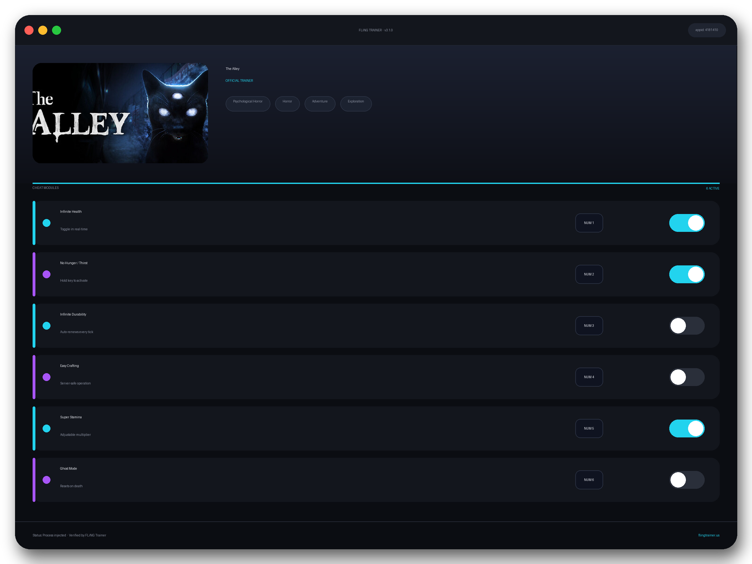 The Alley Trainer interface