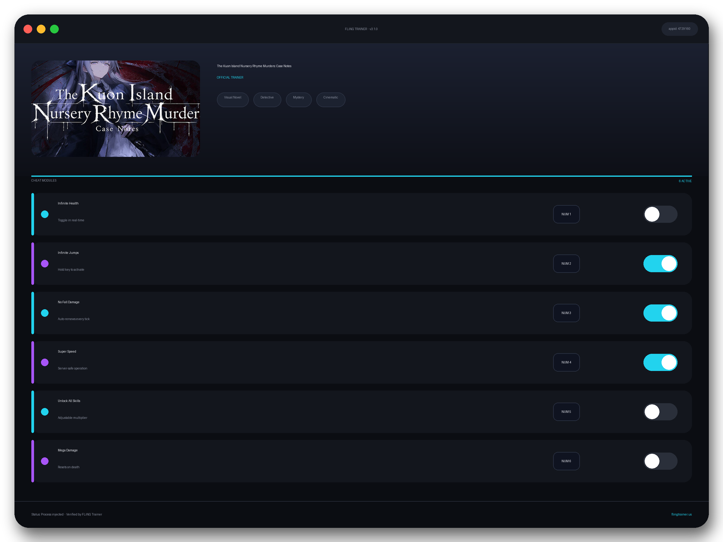 The Kuon Island Nursery Rhyme Murders: Case Notes Trainer interface