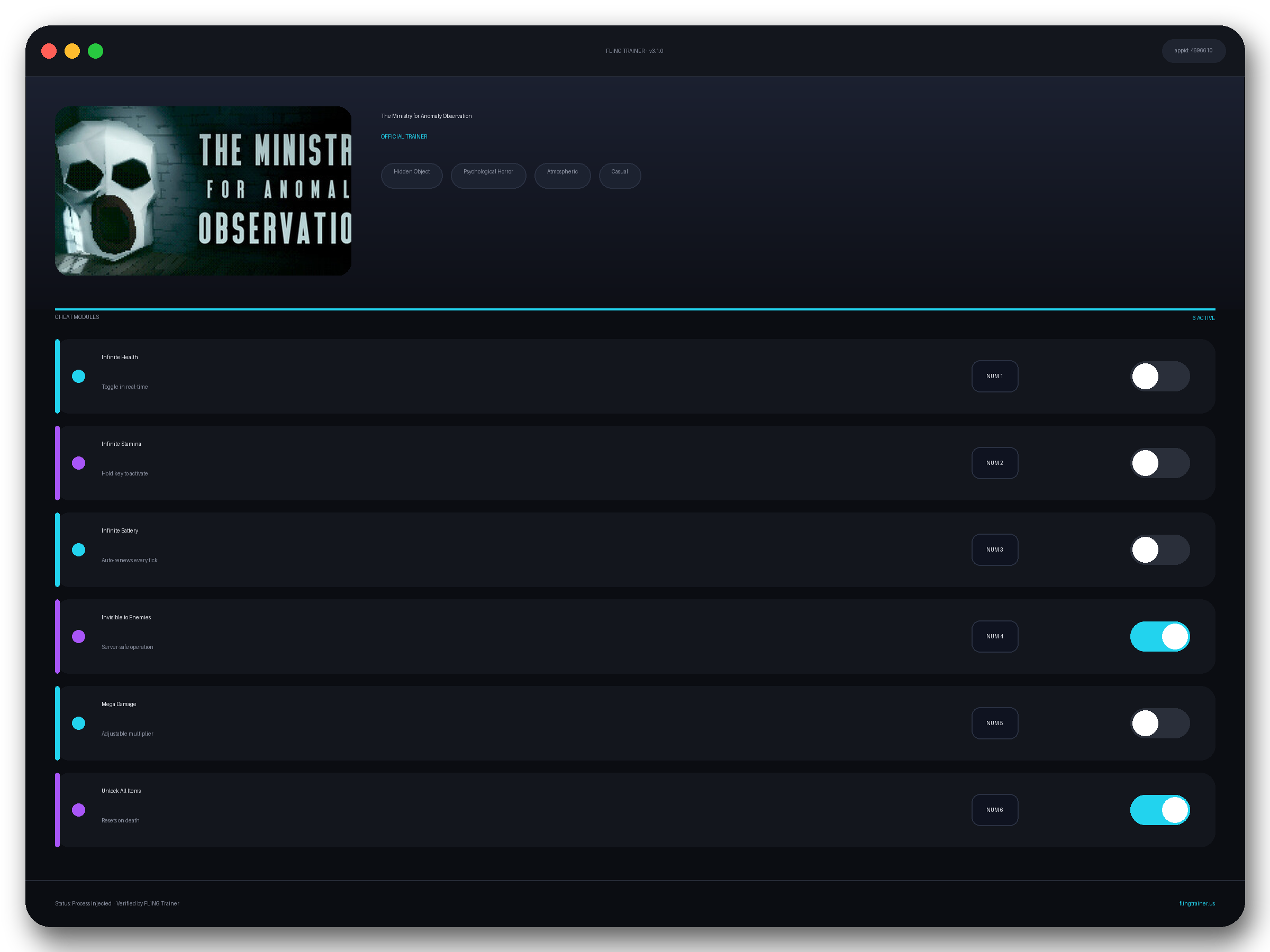 The Ministry for Anomaly Observation Trainer interface