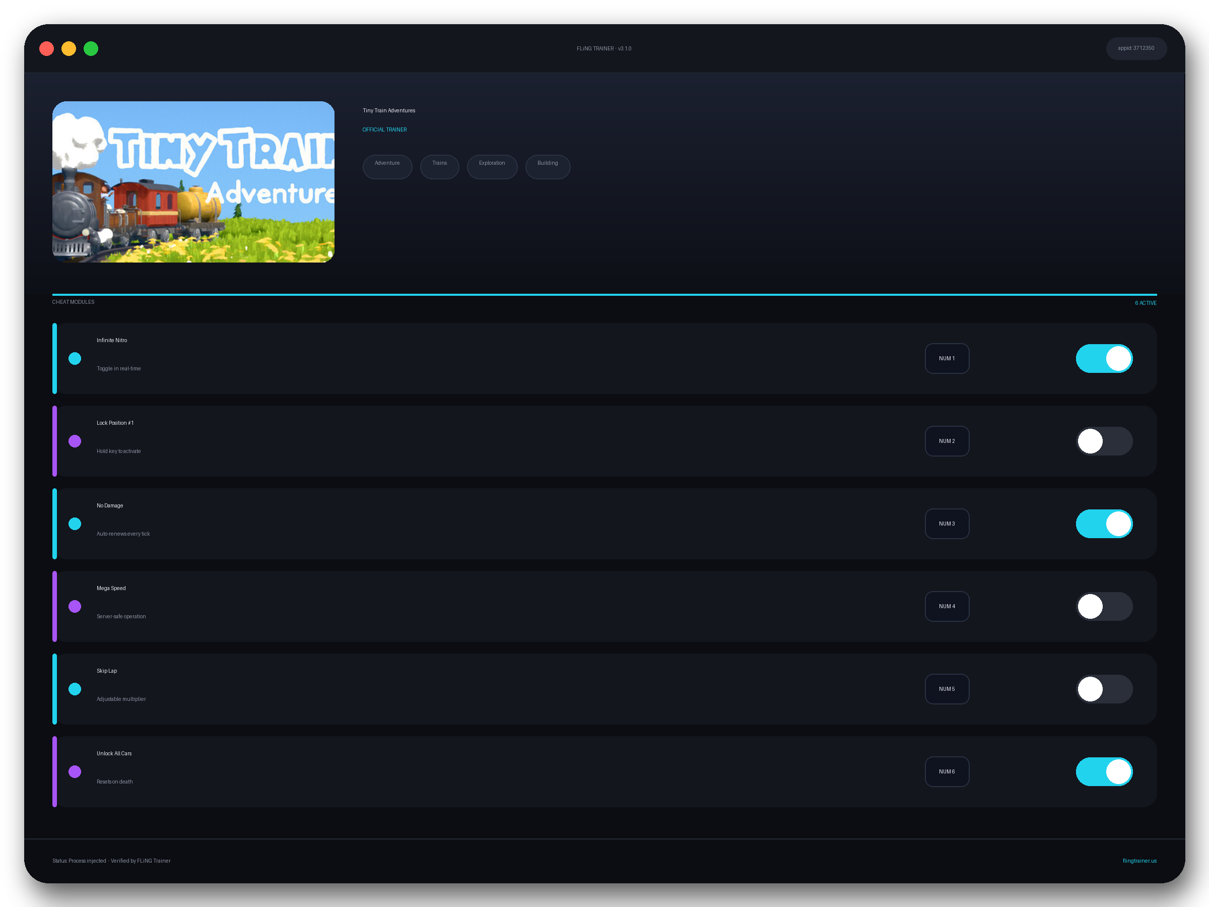 Tiny Train Adventures Trainer interface