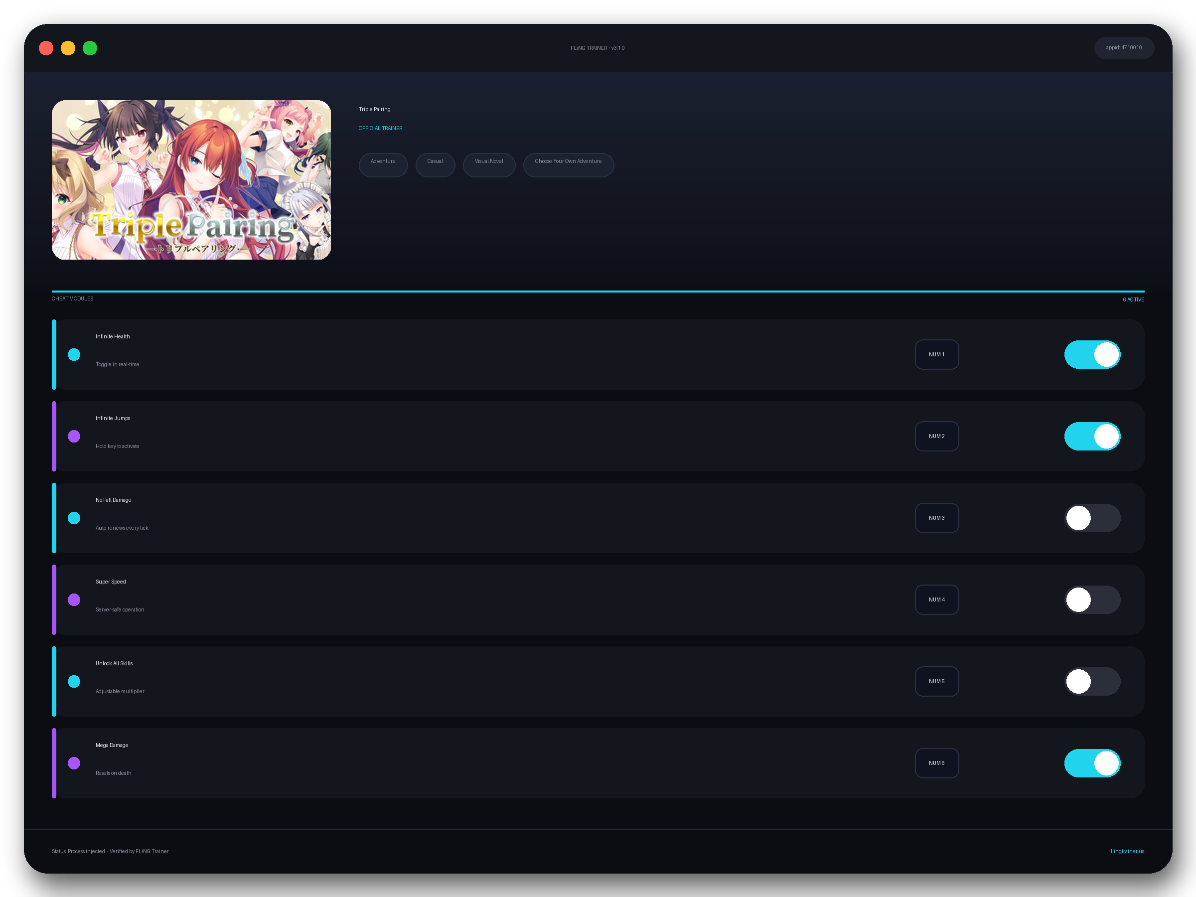 Triple Pairing Trainer interface
