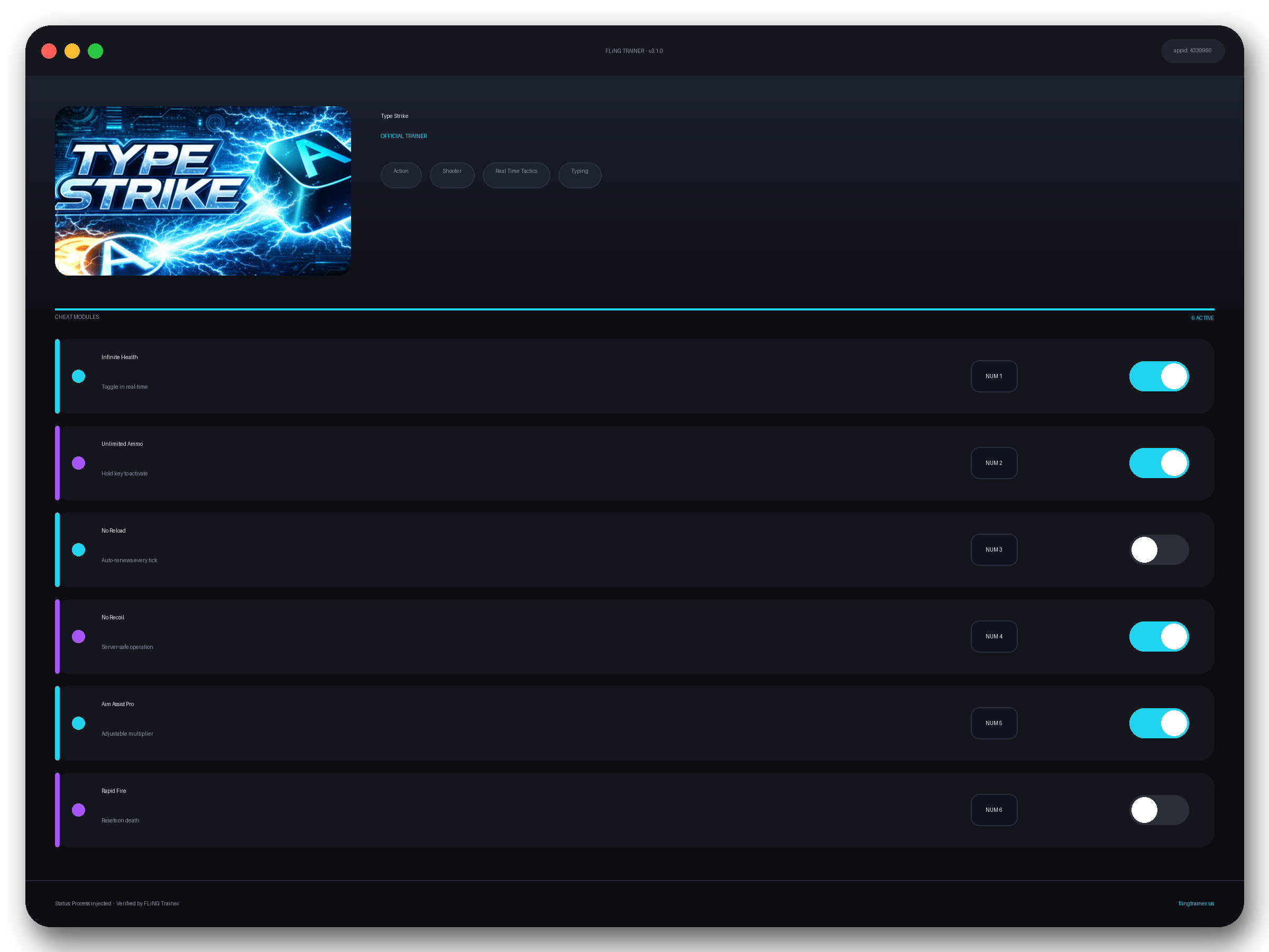 Type Strike Trainer interface