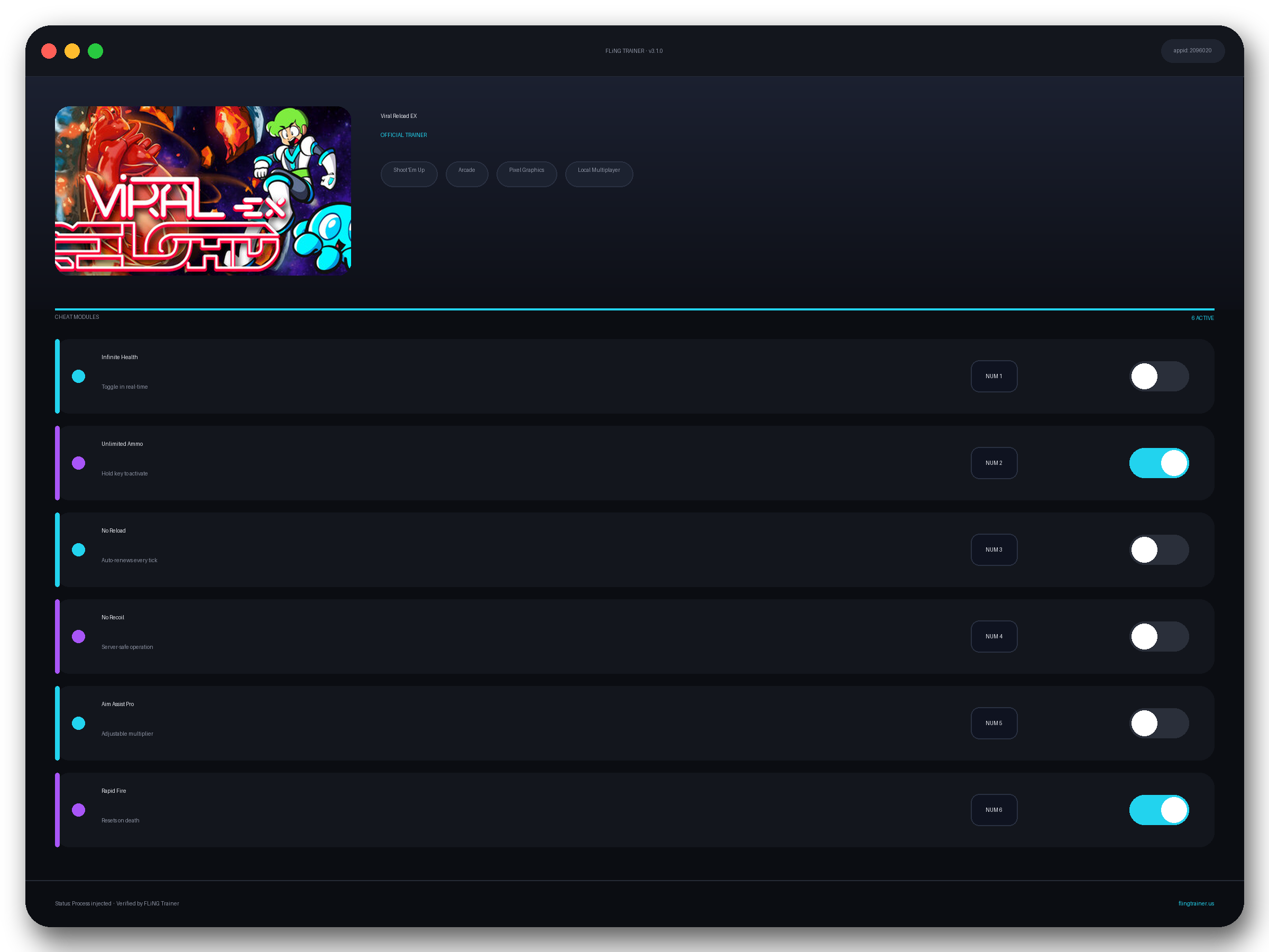 Viral Reload EX Trainer interface