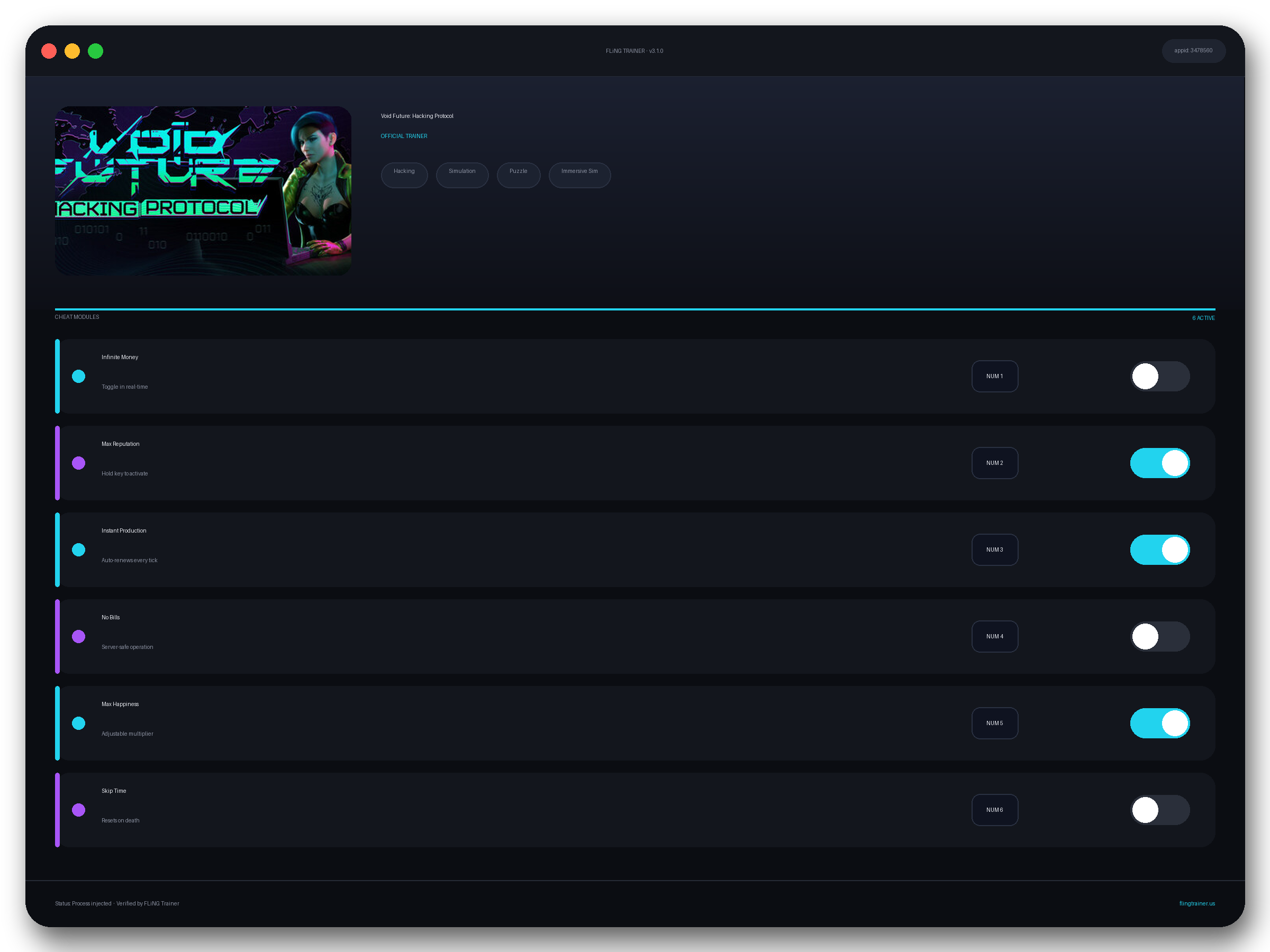 Void Future: Hacking Protocol Trainer interface