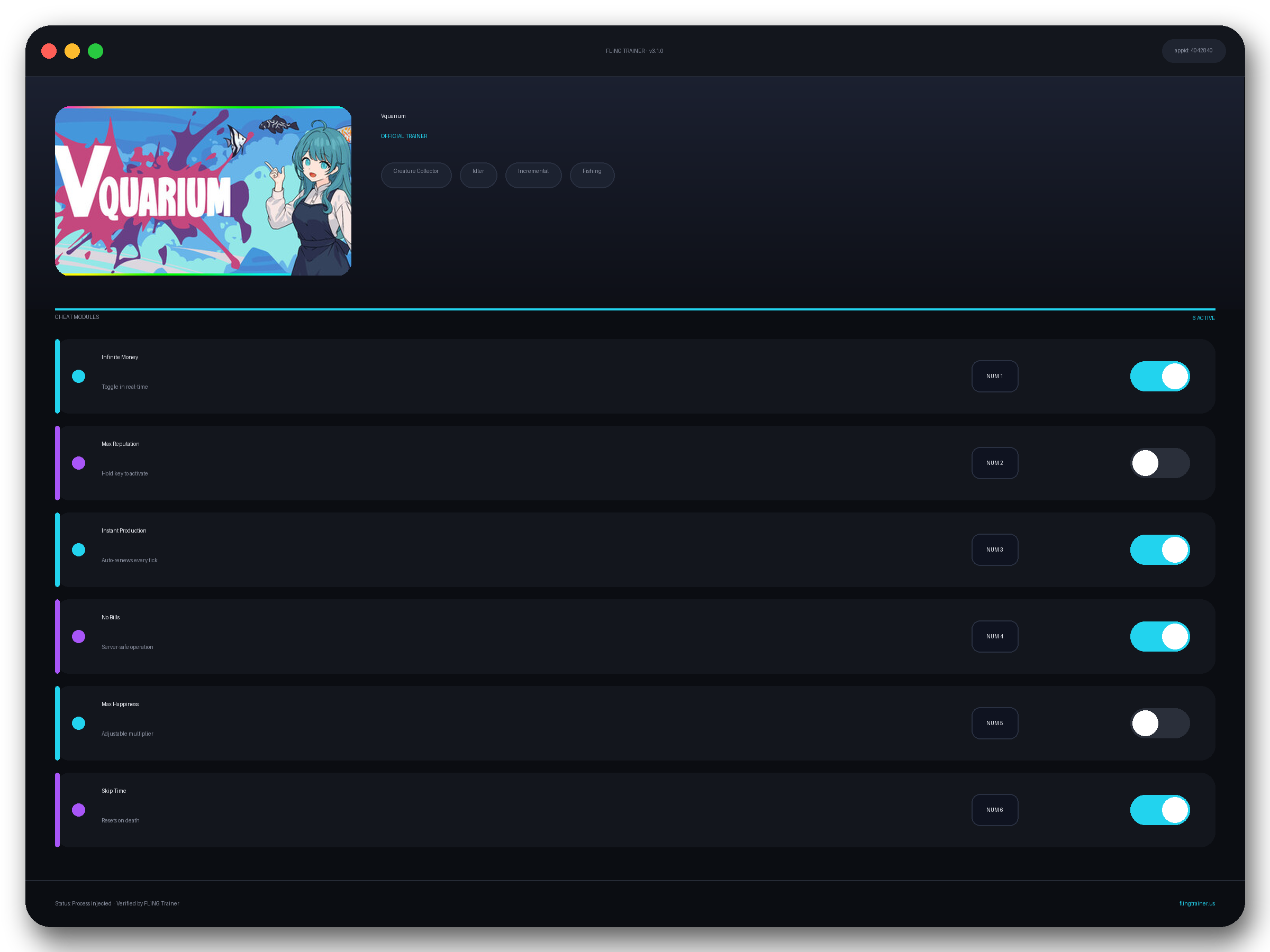 Vquarium Trainer interface