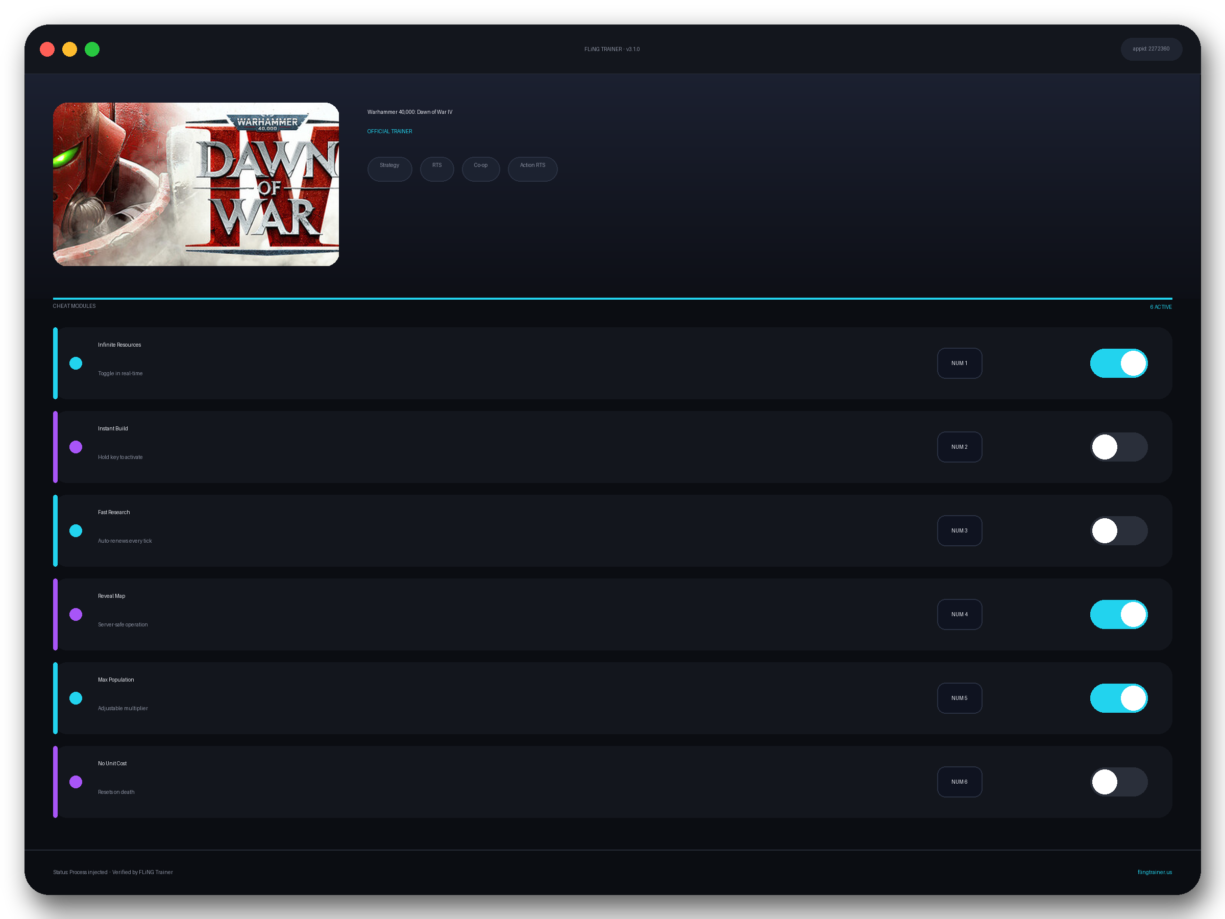 Warhammer 40,000: Dawn of War IV Trainer interface