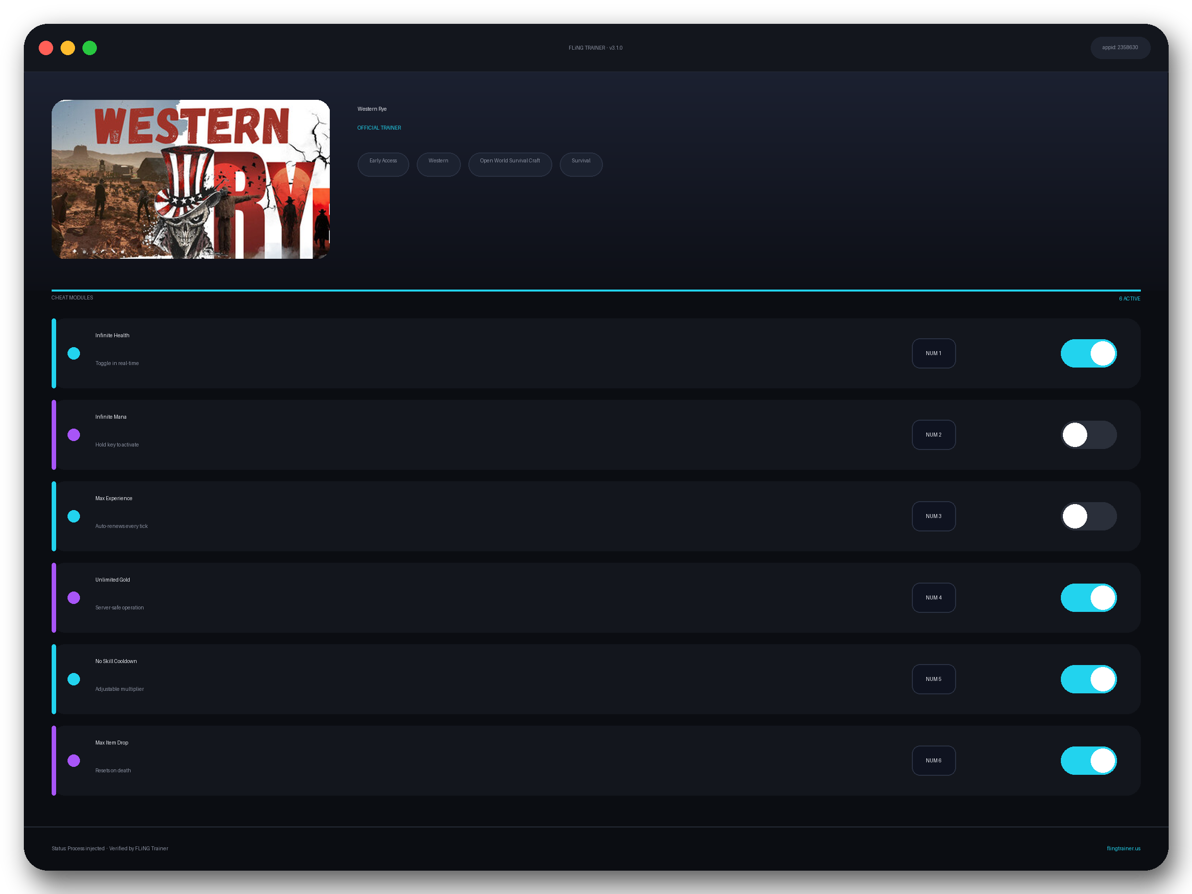 Western Rye Trainer interface
