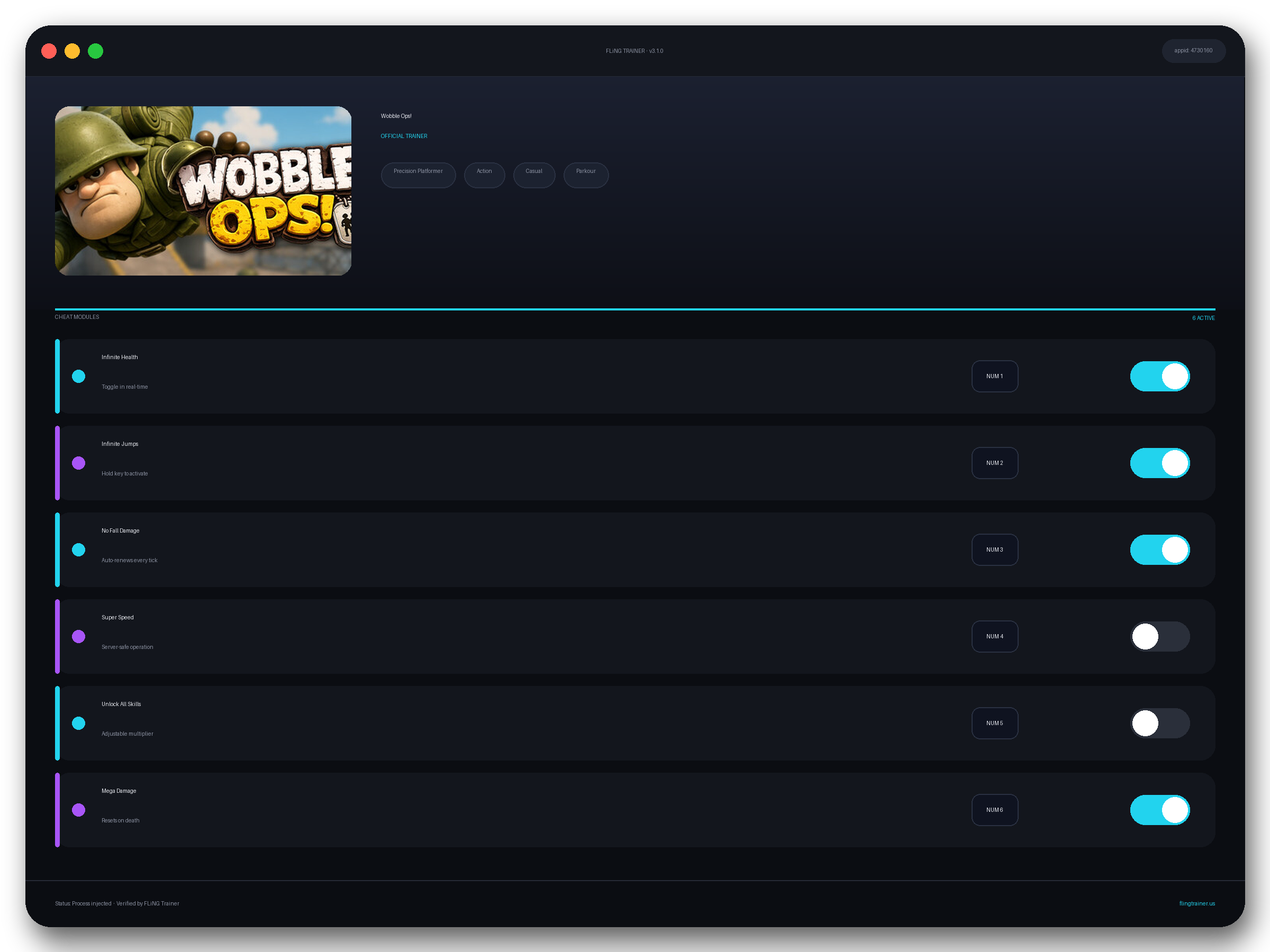 Wobble Ops! Trainer interface