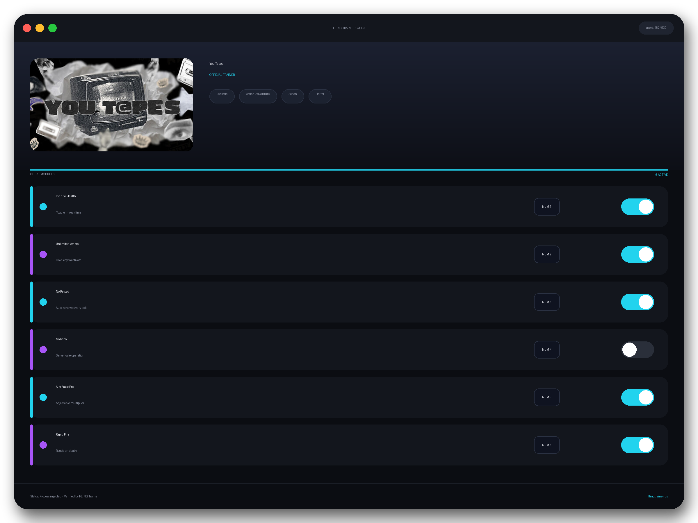 You.Tapes Trainer interface