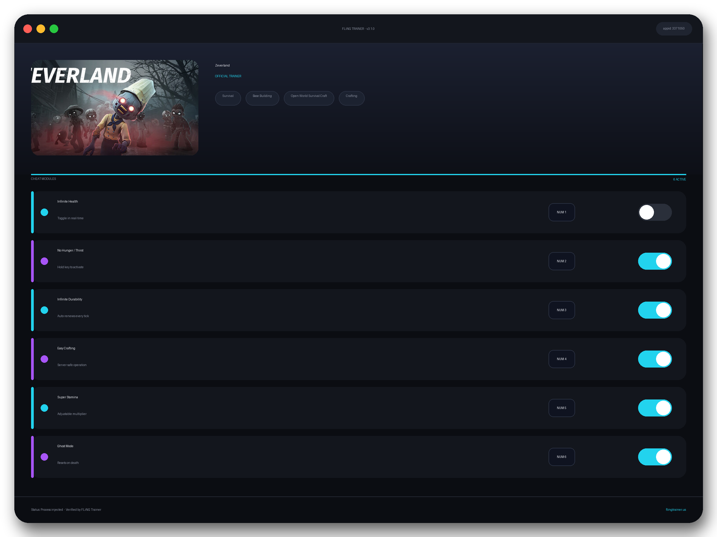 Zeverland Trainer interface